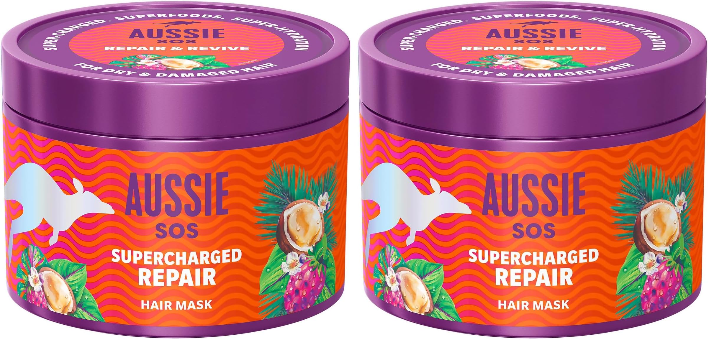 Aussie SOS 1 Dakikada Kuru ve Yıpranmış Saçları Kurtaran Saç Maskesi 500ml (2 paketi)