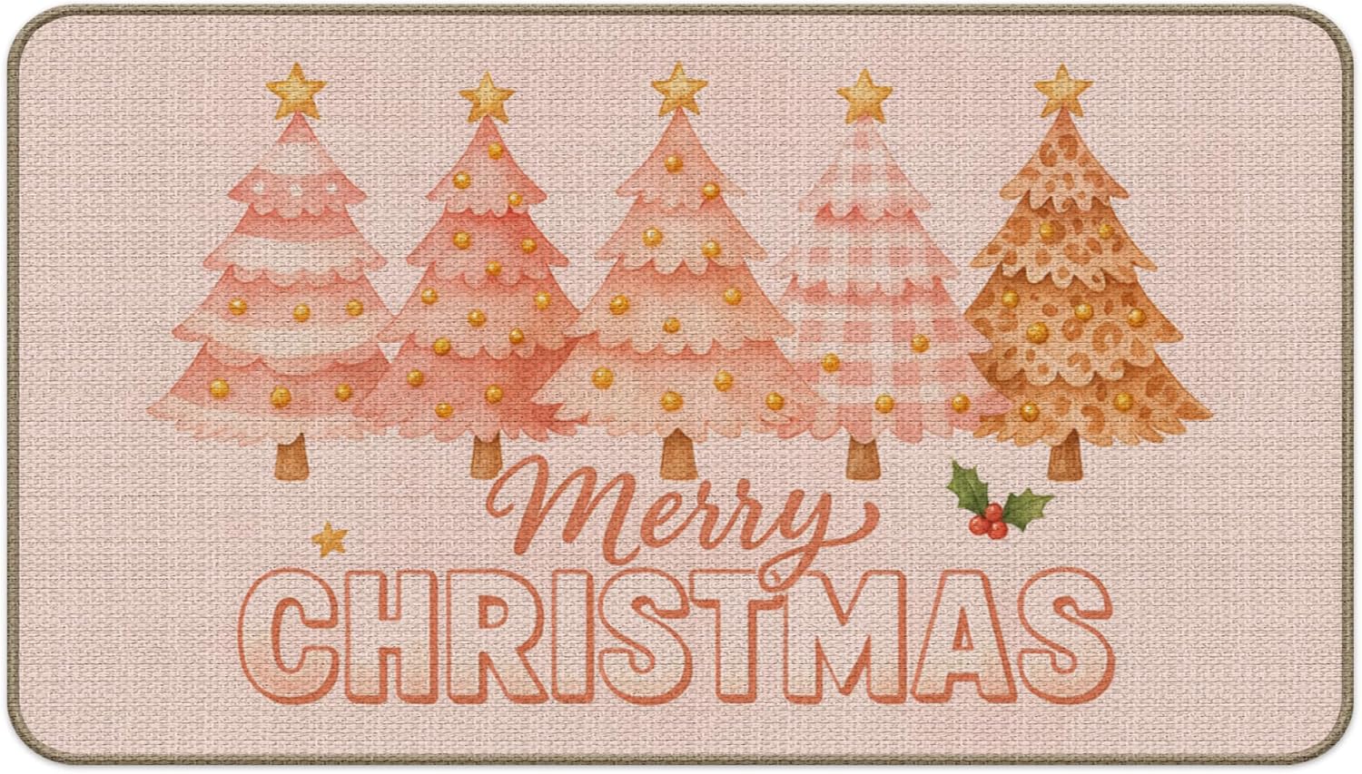 Merry Christmas Ya Filthy Animal Door Mat, Retro Red and Green Christmas Doormat Indoor Outdoor Entrance Porch, Vintage Xmas Welcome Mats for Front Door Entryway, 17x41 Inches