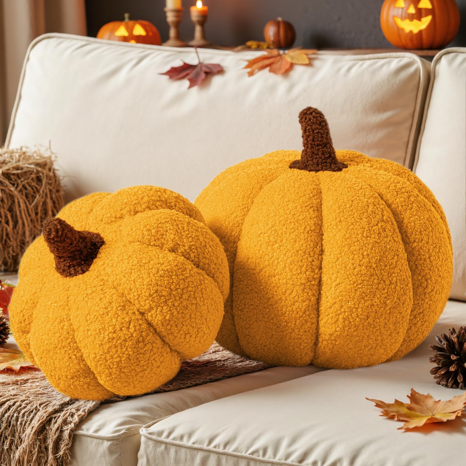 Cuscino a forma di zucca, 3D, con zucca, per Halloween, con imbottitura, zucca