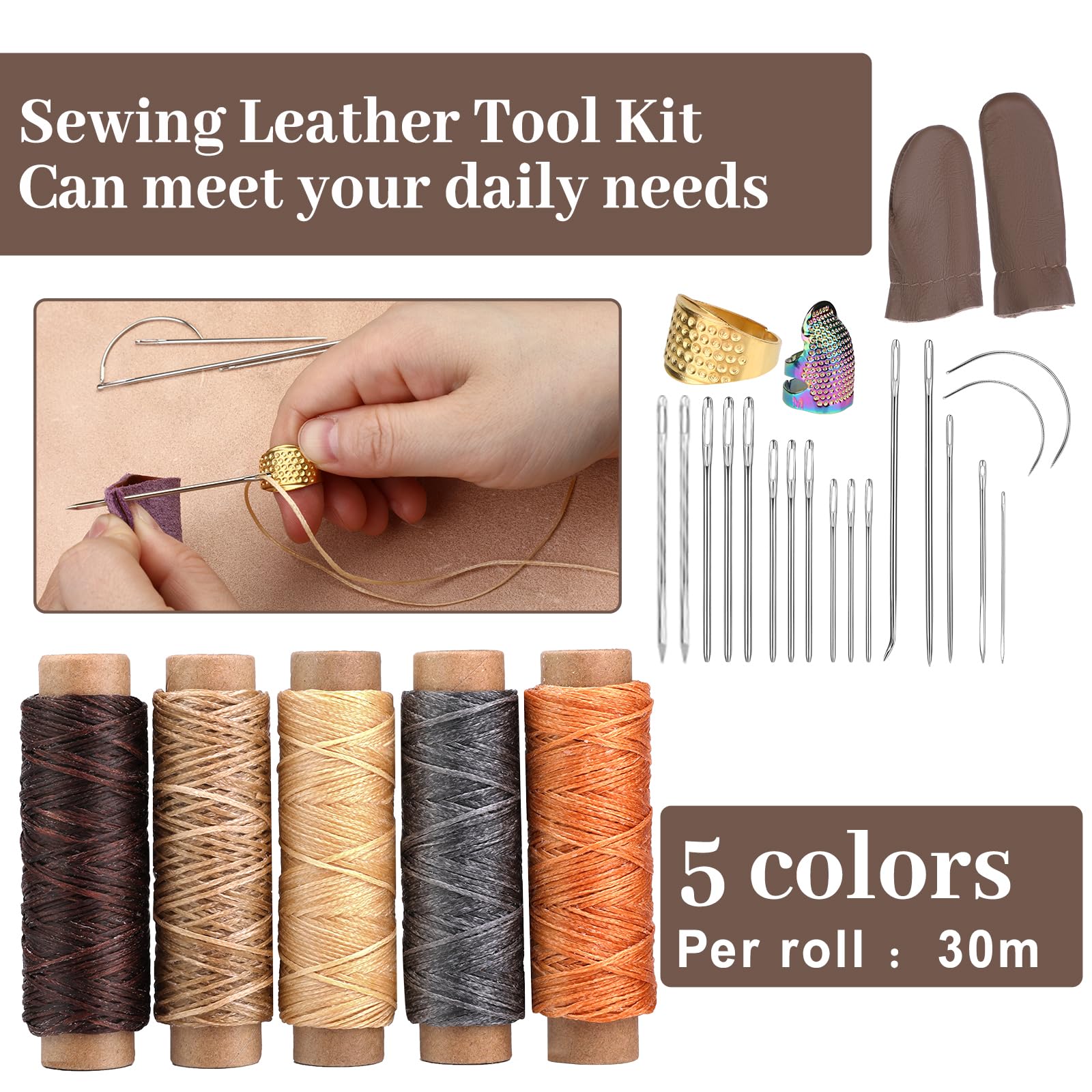 Leather Working Kit - 264 Pcs Tools & Stamps -3