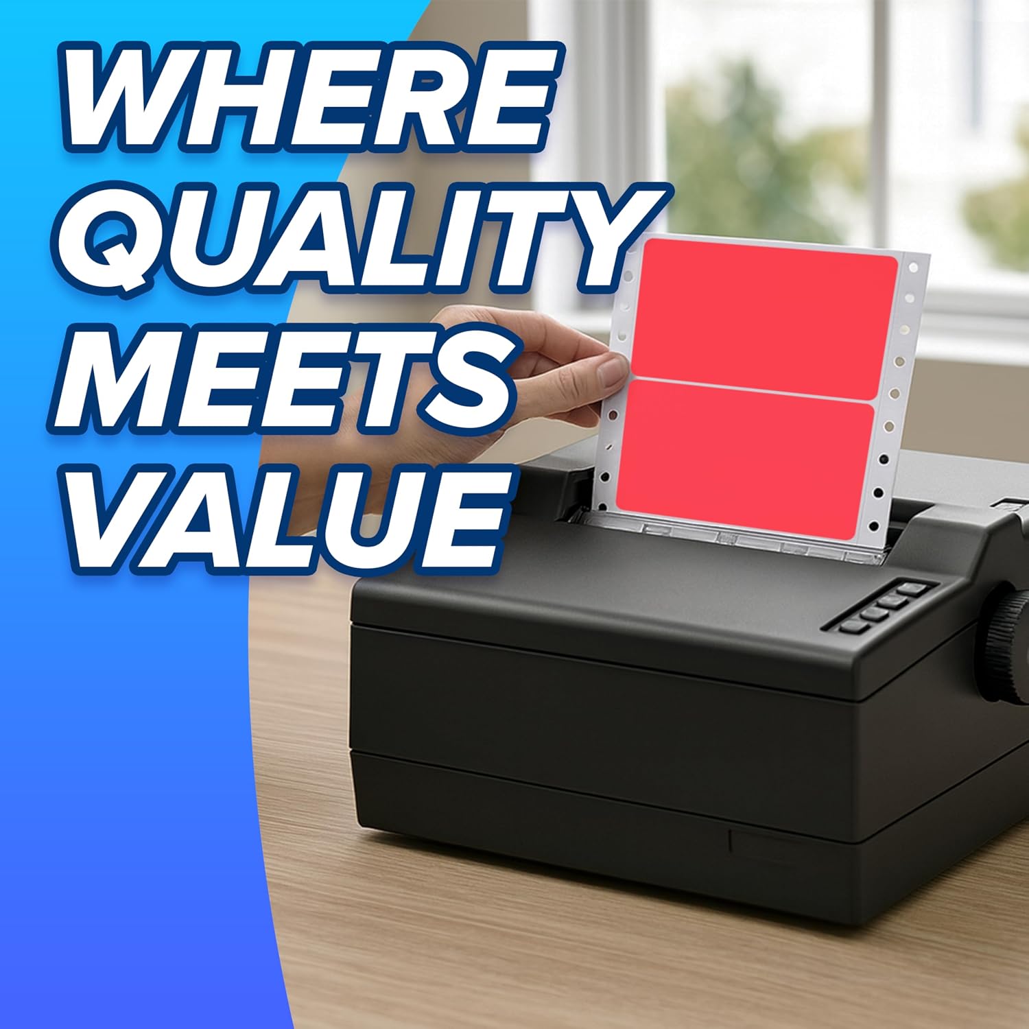 Compulabel Pinfeed Fanfold Labels, 5" x 2 15/16", Fluorescent Red, Permanent Acrylic Adhesive, 2,500 Count, Dot Matrix Printer Labels