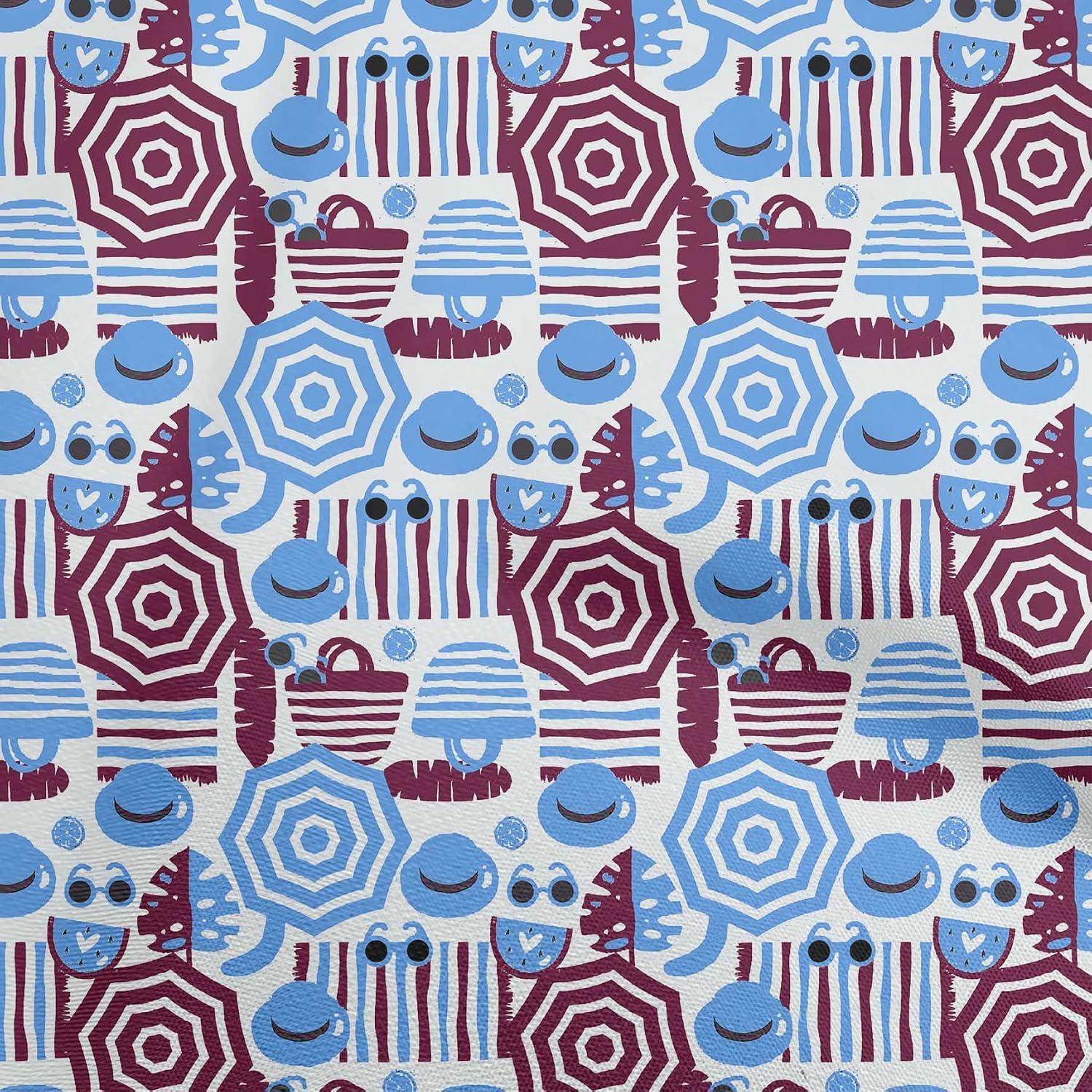 oneOone Cotton Flex Blue Fabric Beach Sewing Craft Projects Fabric Prints by Yard 40 Inch Wide