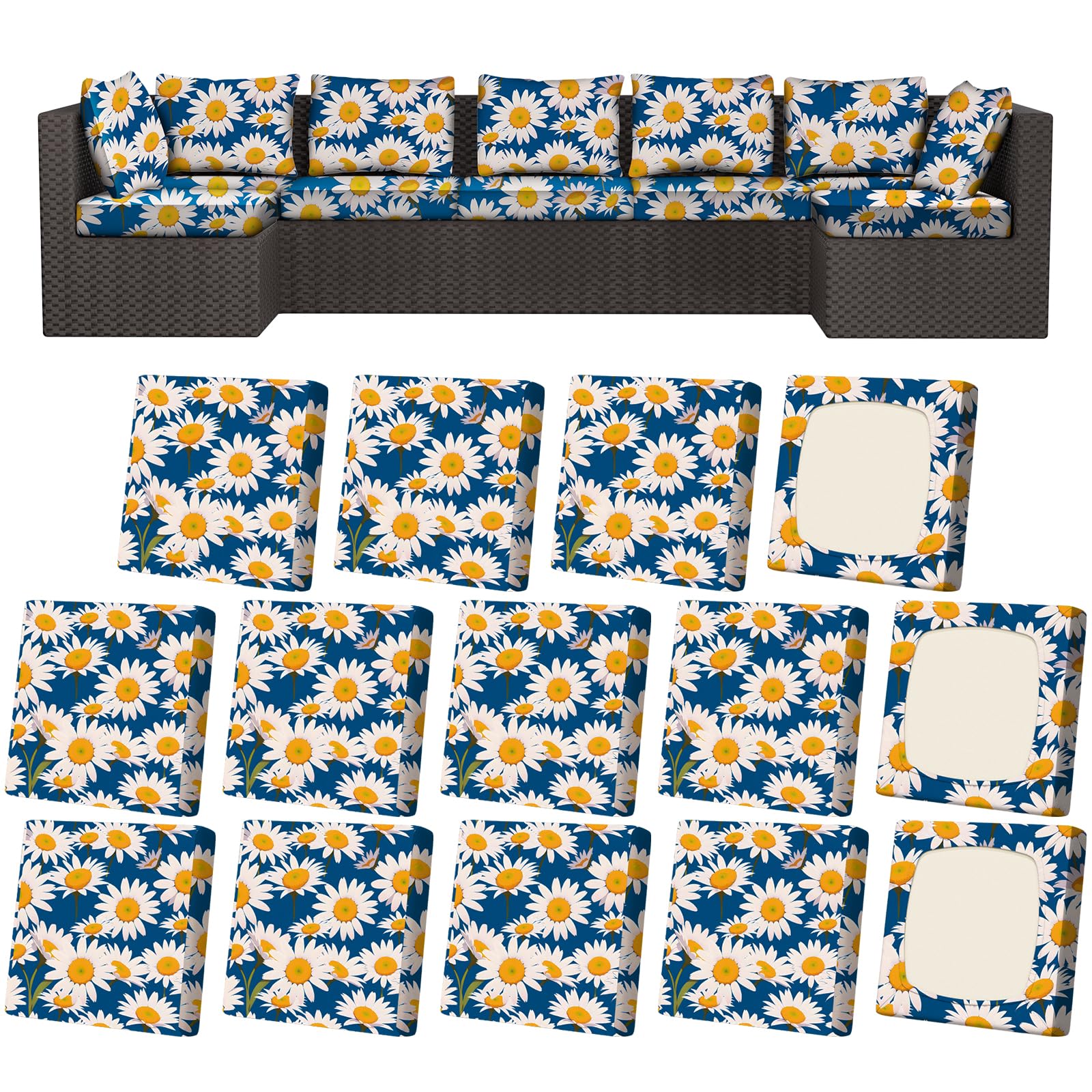 Photo 1 of Vorshape Large Patio Outdoor Cushion Covers - Daisy Flower