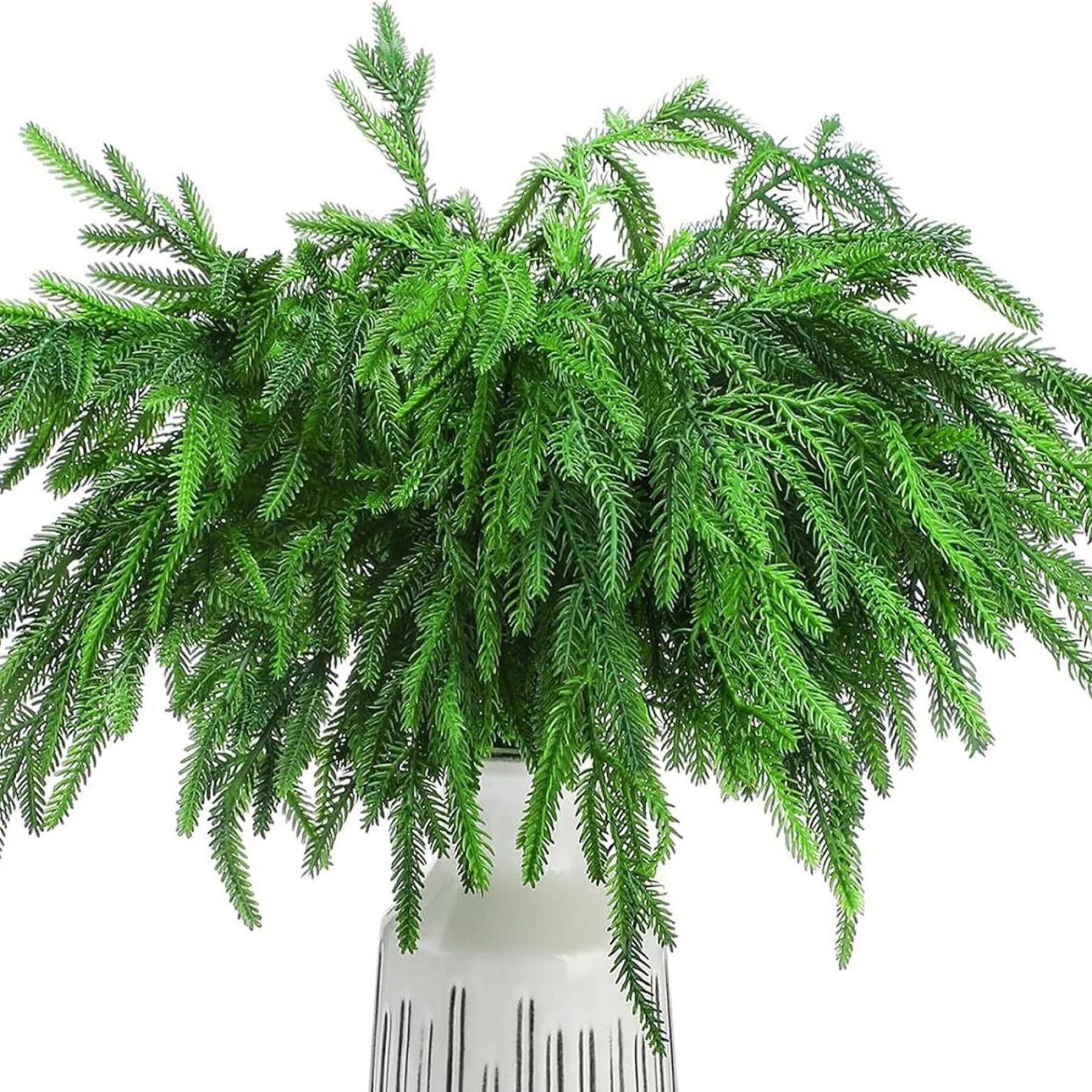 CAKEEYUM Norfolk Pine Branches, 6PCS 18 Inch Lifelike Real Touch Norfolk Pine Stems, PVC Artificial Branches, DIY for Indoor Outdoor Home Decor Stems, Branch