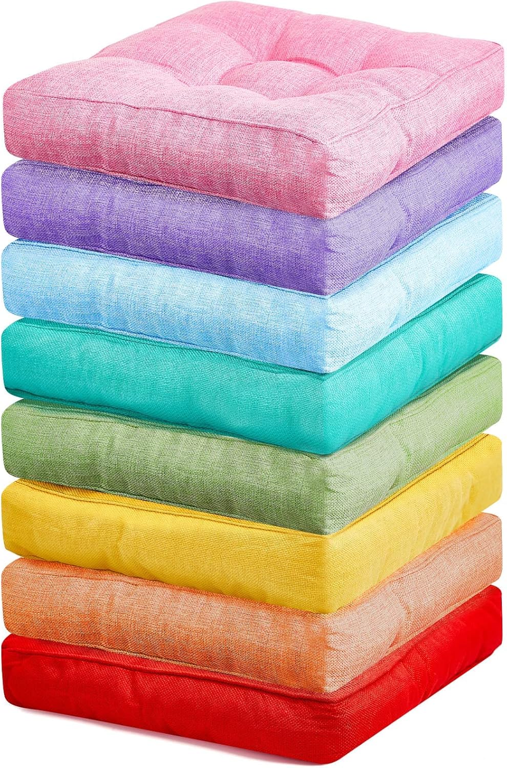 Juexica 8 Pcs Square Colorful Flexible Floor Seating Cushions Floor Cushions for Classroom 3.5'' Comfy Memory Flexible Seating Floor Seat Cushion for Kids, School, Kindergarten, Nursery or Home Multicolored