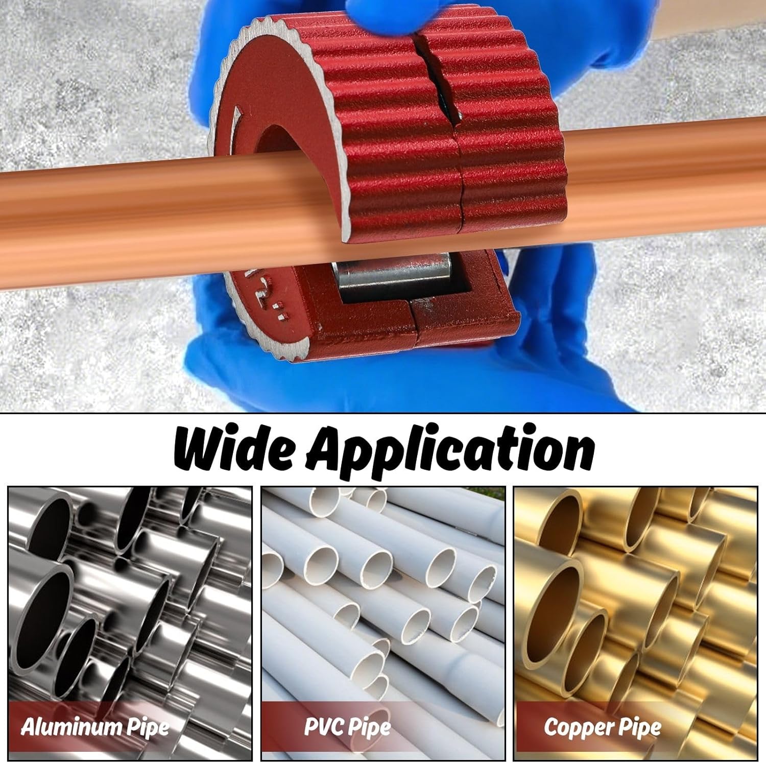YOUEON Tubing Cutter Set, 6-Piece Copper Pipe Cutter Kit with Self-Tightening C-Shape Cutters (1/2", 3/4", 1"), Deburring Tool with 2 Extra Blades for PVC, Copper, and Aluminum Pipes