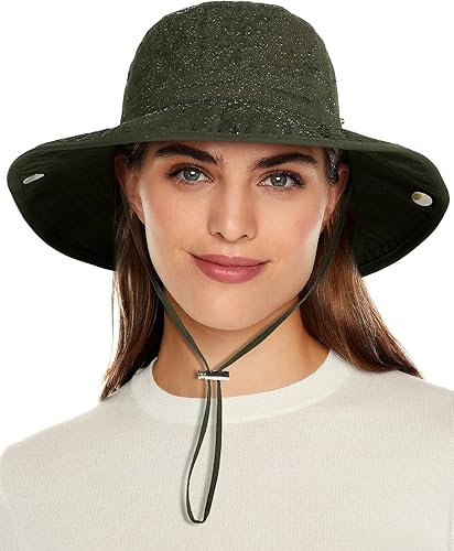 Miniatura 32 de Sombrero de lluvia impermeable para mujer, ala ancha, UPF50+, sombrero de sol de vaquero para hombre, plegable, suave, flexible, sombrero de playa