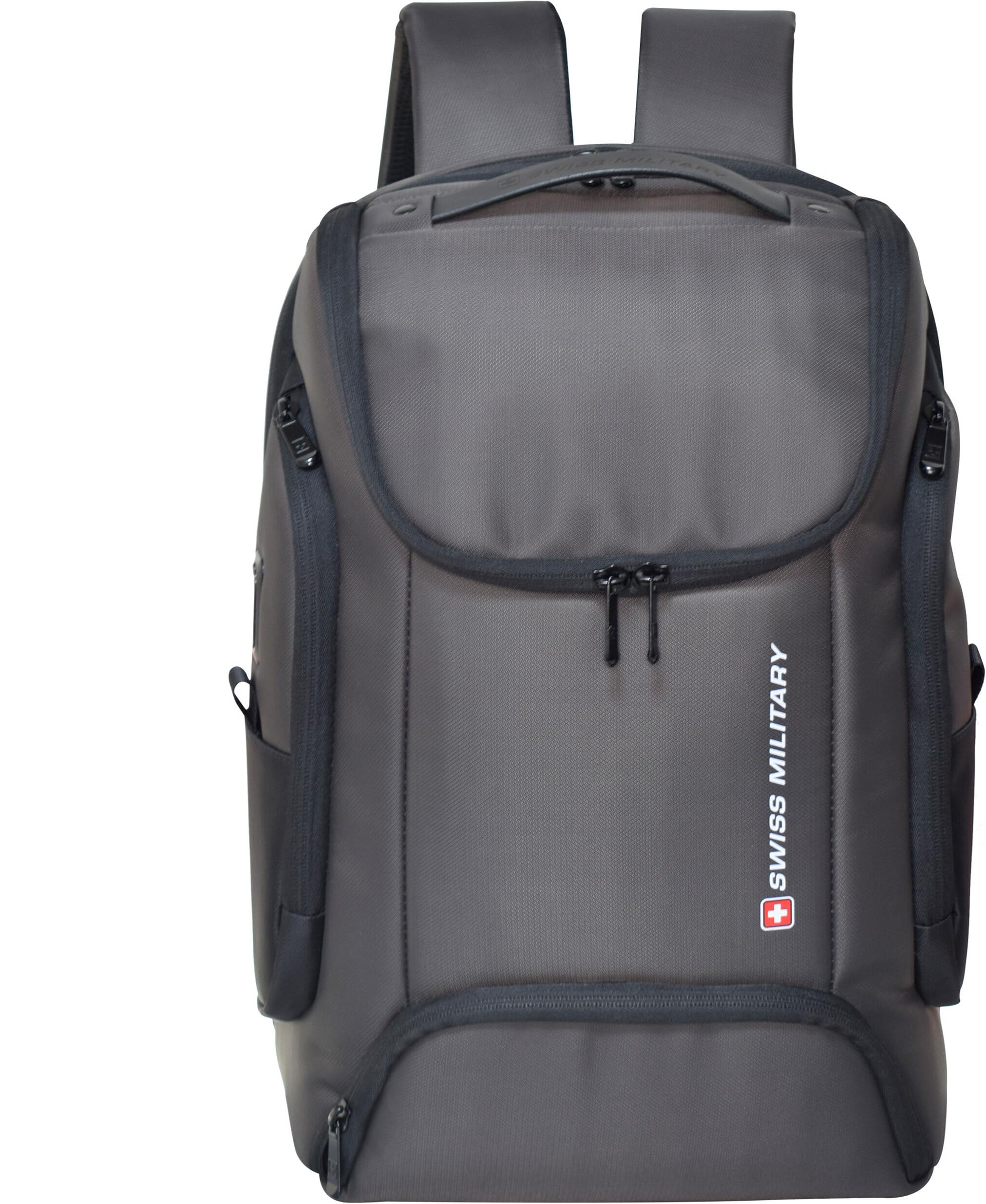 Swiss Military Grey Brown Laptop Backpack | Fits up to 15.6 Inch Laptop | USB and C Type Charging Port | 21 Liters (B0D18183GJ) Amazon Price History, Amazon Price Tracker