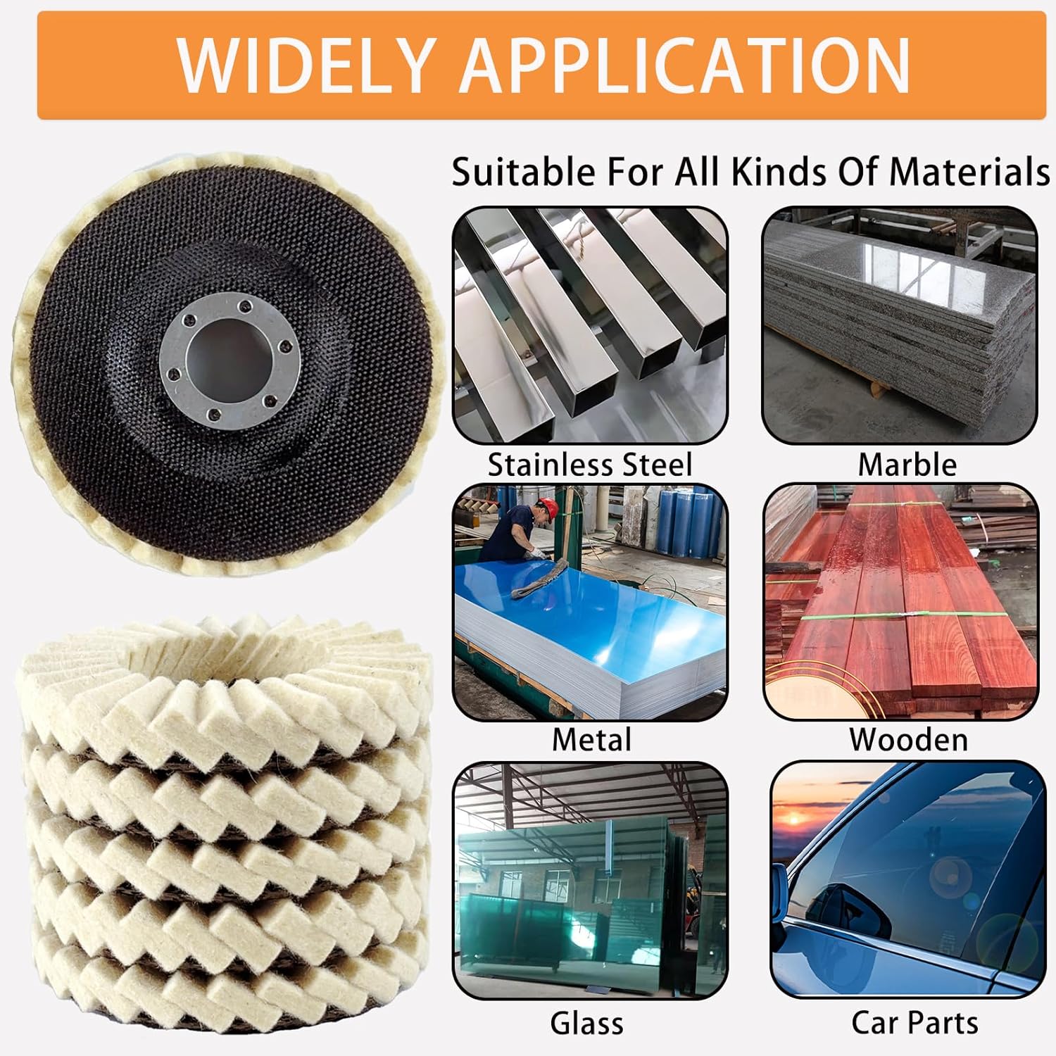 3PCS Wool Felt Flap Polishing Disc, Wool Felt Flap Discs Polishing Wheel, 4.5 Inch Wool Polishing Wheel for Angle Grinder, Metal, Marble, Stone, Furniture, Car Wax (3)