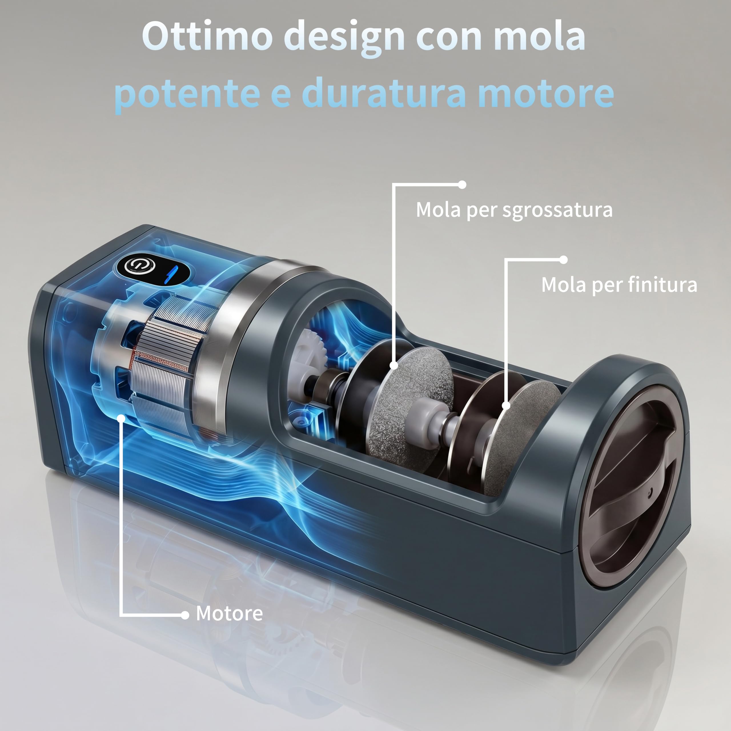 Affilacoltelli elettrico, Sistema di affilatura coltelli 5 in 1 con 3 velocità, affilacoltelli professionale ricaricabile con diamante per affilatura grossolana e fine (Verde)
