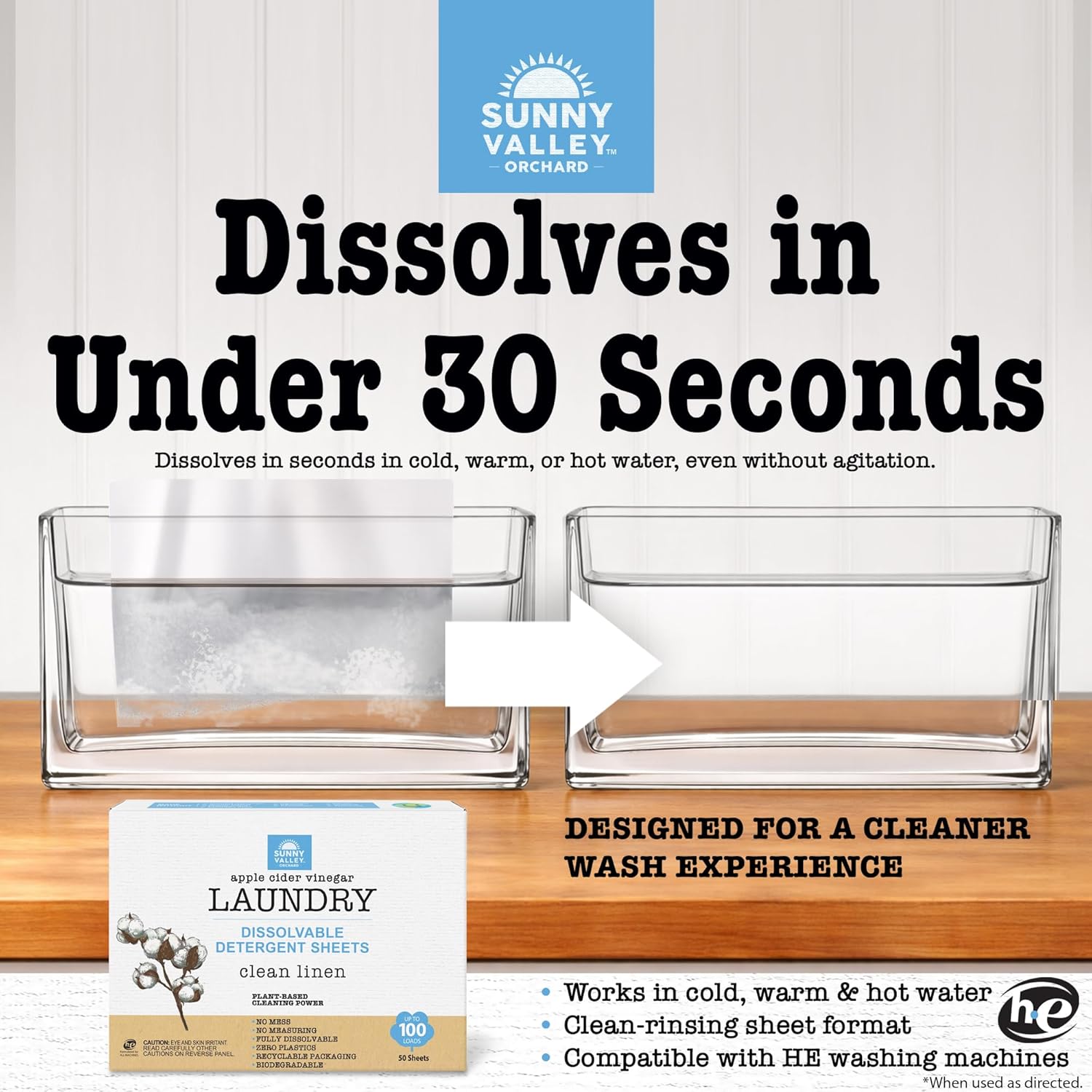 Biodegradable Laundry Detergent Sheets – Clean Linen (2 Pack)