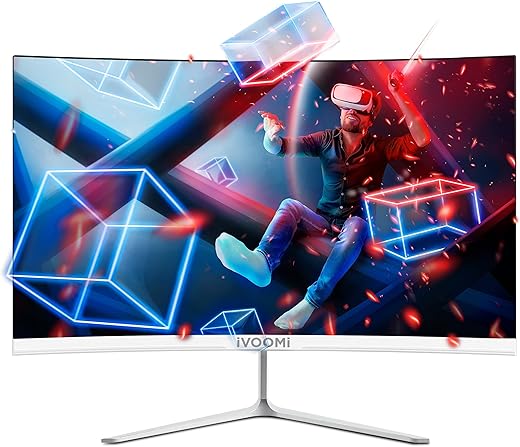 iVOOMi 24 Inch (60.45 cm) Ultra Slim Curve FHD Monitor for PC with 75Hz Refresh Rate, 1920 x 1080 Pixels, 16.7M Colors, Bezel-Less Design, Flicker…