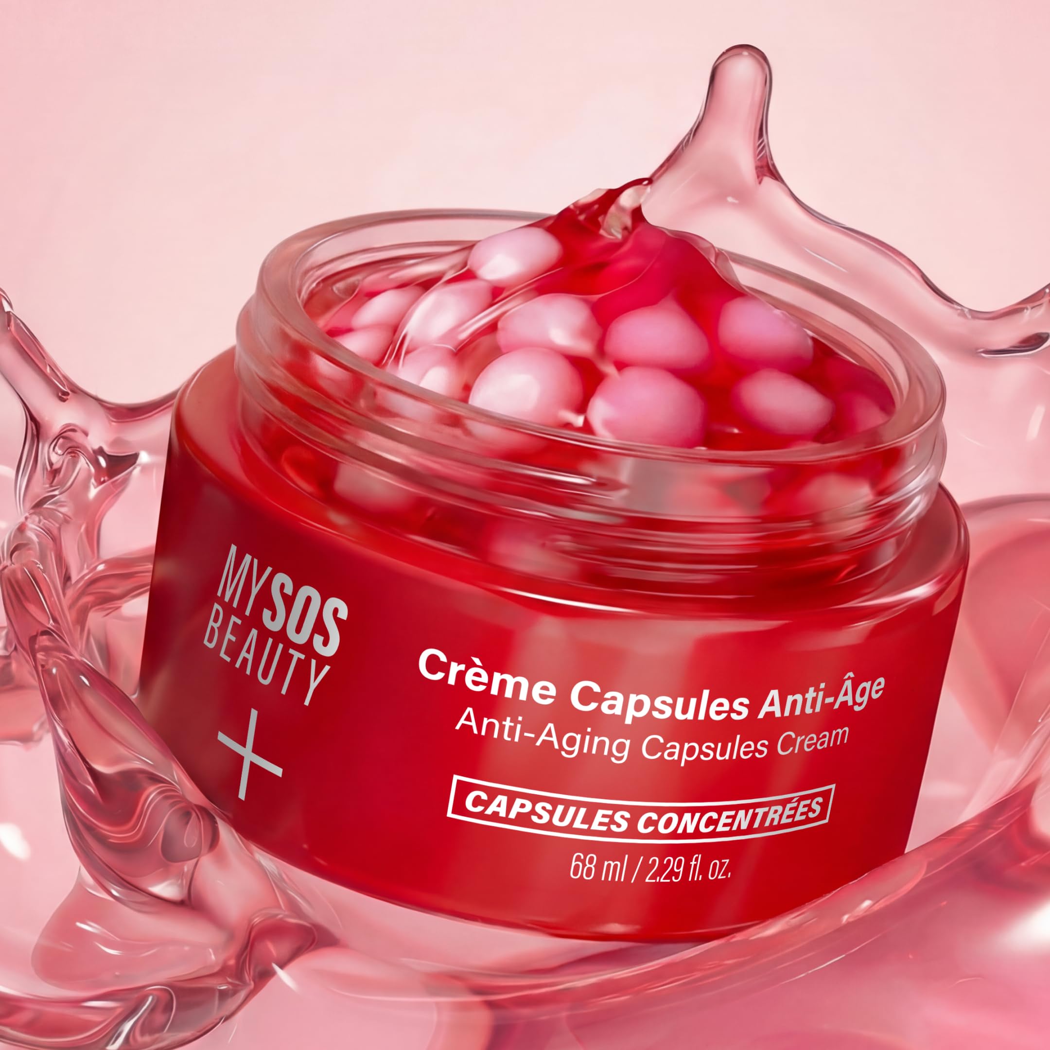 Crème Capsules Anti-Âge - My SOS Beauty - Rétinal, Ectoine, Acide Hyaluronique, Collagène & Centella Asiatica - Hydrate, Repulpe & Lisse les Rides - Crème Visage Anti-Rides - 68 ml