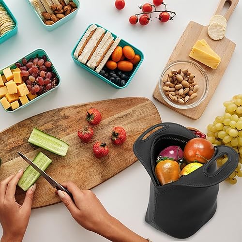 Miniatura 6 de PATIKIL Bolsas de almuerzo de neopreno, paquete de 2 bolsas de almuerzo aisladas de 12 x 6 x 12 pulgadas, bolsas Bento reutilizables, bolsas