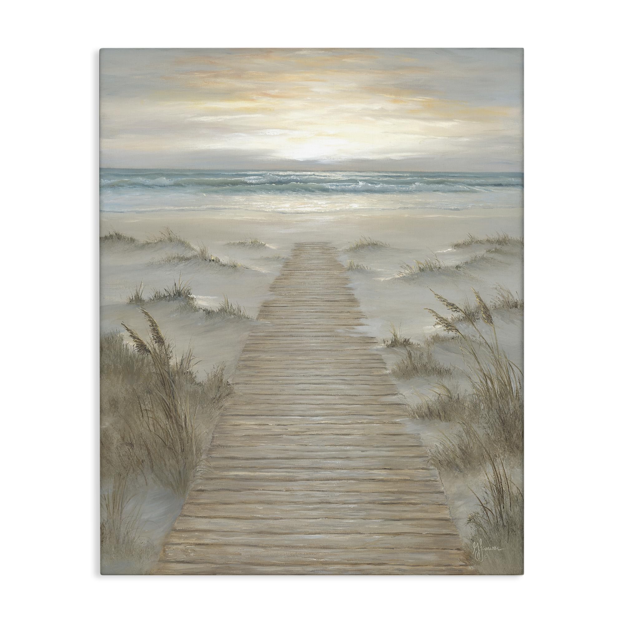 Stupell Industries Sunrise Boardwalk Seascape 'The Path Towards Sunrise', Canvas Art, 16 X 20 Inches, Easy To Hang And Sturdy, Made In Usa, By Georgia Janisse