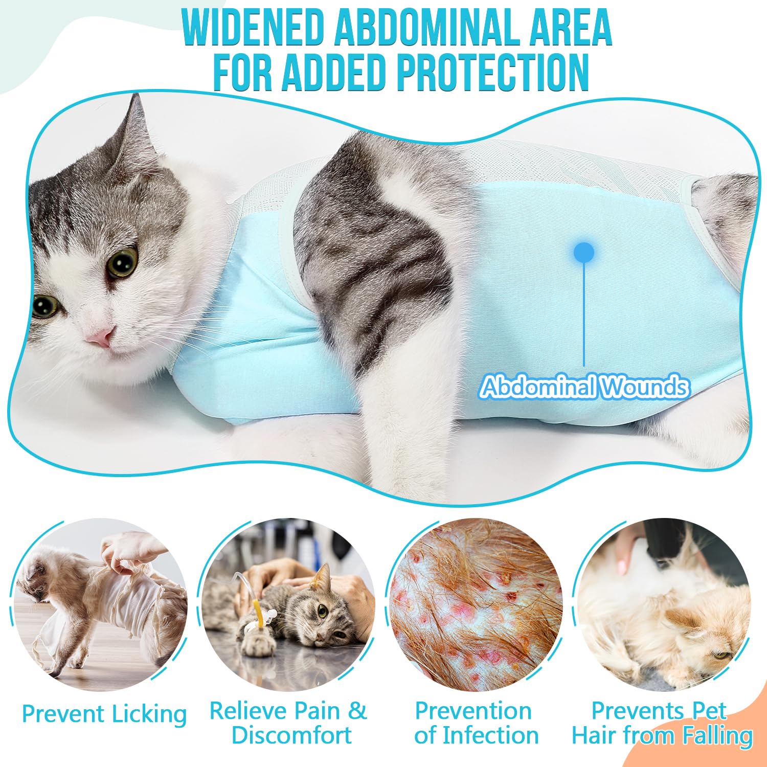 Combinaison de récupération pour Chat après Chirurgie Slowton - Onesie pour Chaton résistante aux Poils, Alternative au Collier à cône E pour Les Chats mâles et Femelles