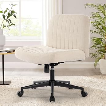 Bosmiller Tailoring Chair with Fabric Padding Criss Cross Chair Wider Cushion Height-Adjustable Desk Chair 200 kg Office Chair without Armrests