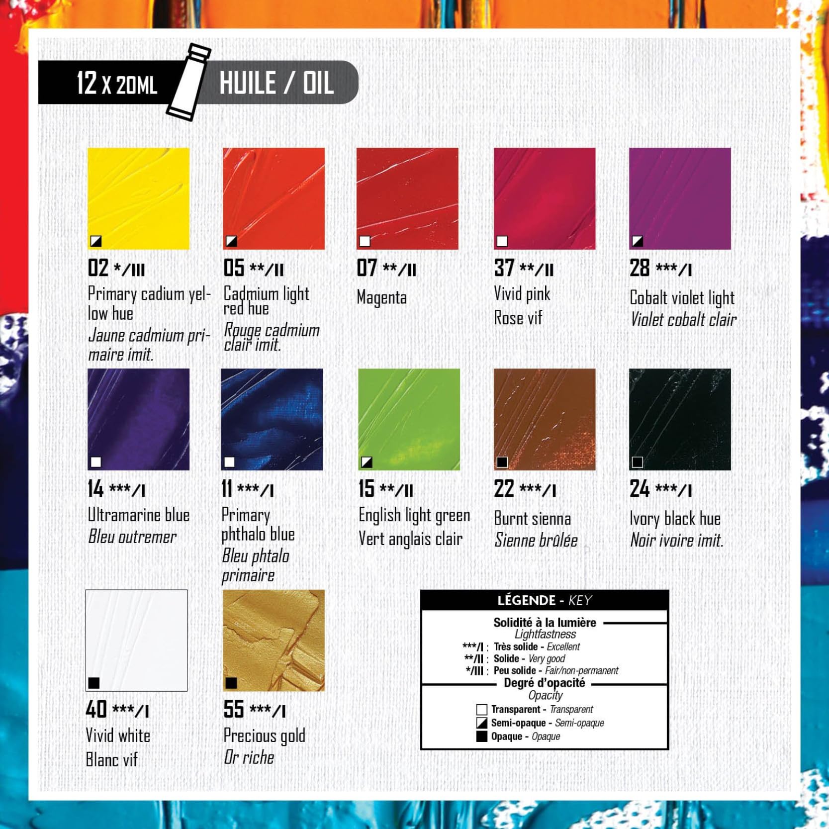 Pebeo - Studio Oil XL - Set 12 tubetti 20 Ml colori base + accessori - Kit di pittura ad olio per artisti e principianti - Pennelli + spatola + cartoncino - Colori intensi