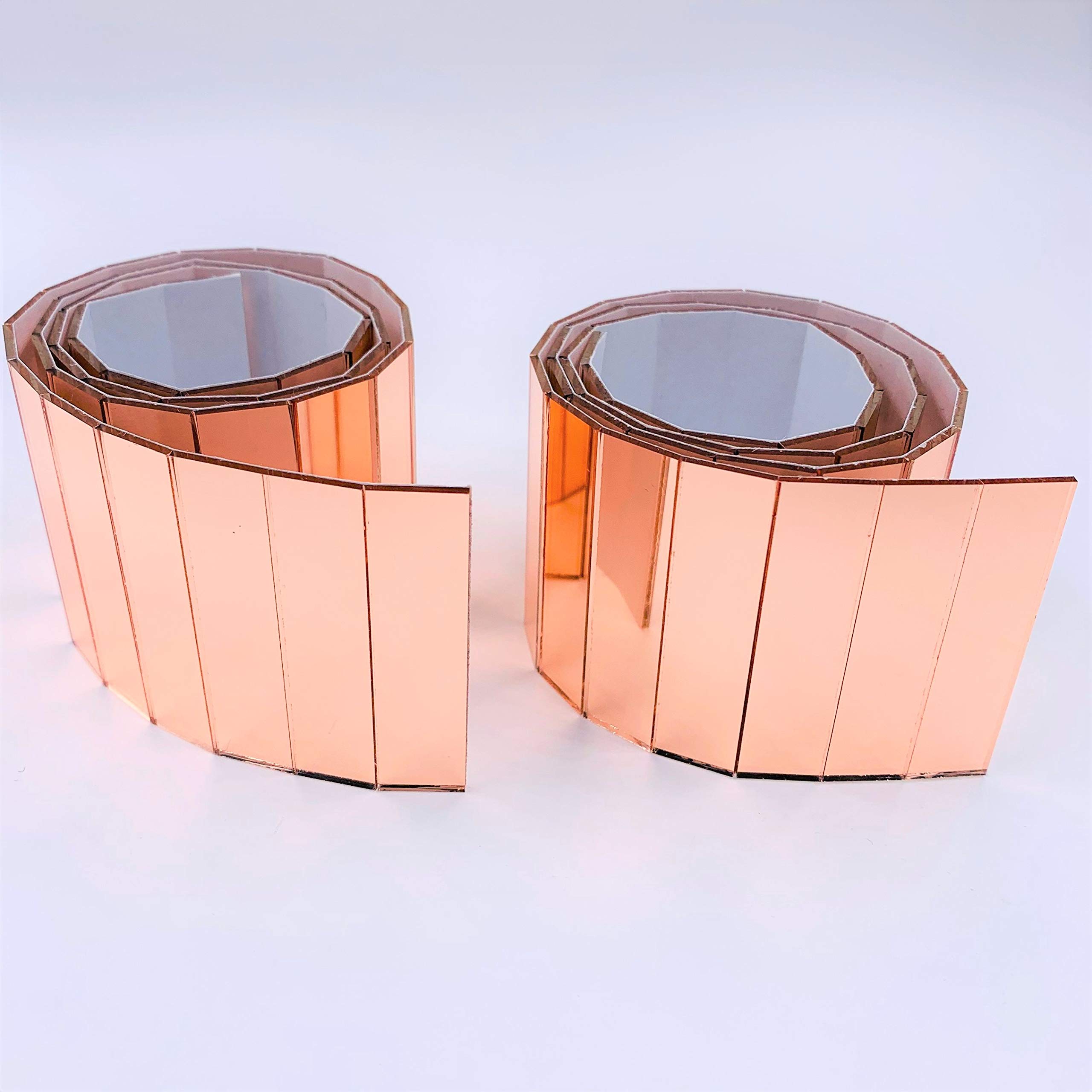 Buy NUO RUI Set of 2 Adhesive Mirror Tile Row Rose Gold Real Glass