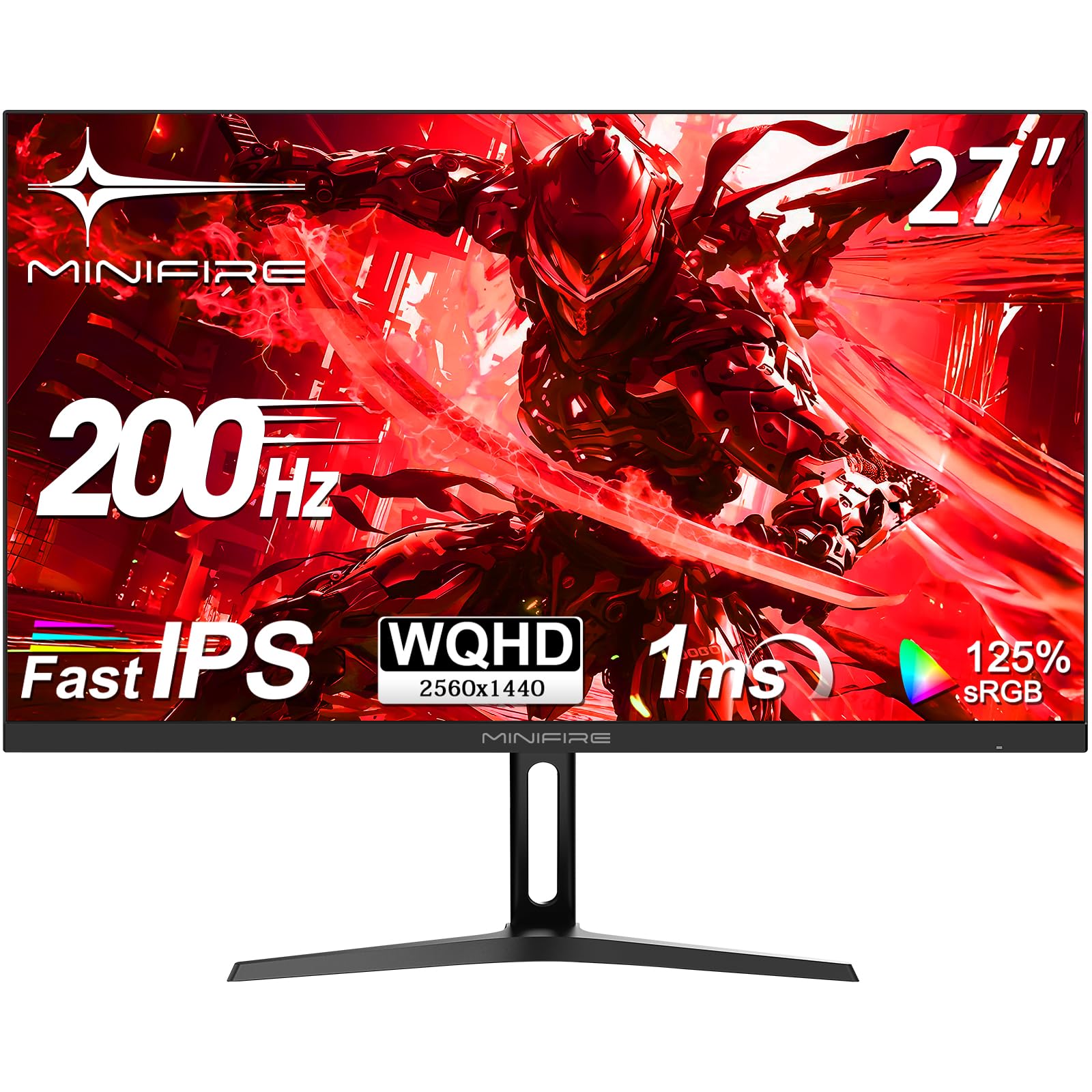 Minifire 27Inch Gaming Monitor 200Hz, WQHD 2560x1440, Rapid IPS