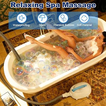 Bubble Mat for Bathtub Bubble Bath Mat Tub Spa Massager with Adjustable 3-Speed Hydrotherapy Jets, Secure Non-Slip Suction Cups & Ultra-Quiet Motor Portable, Luxurious Home Spa