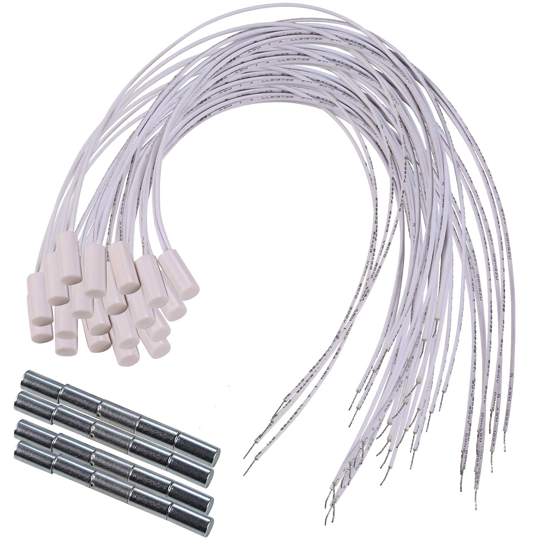 UHPPOTE Detector de Contacto de Interruptor de Sensor de Puerta de Ventana con Cable magnético Oculto montado (Paquete de 20)