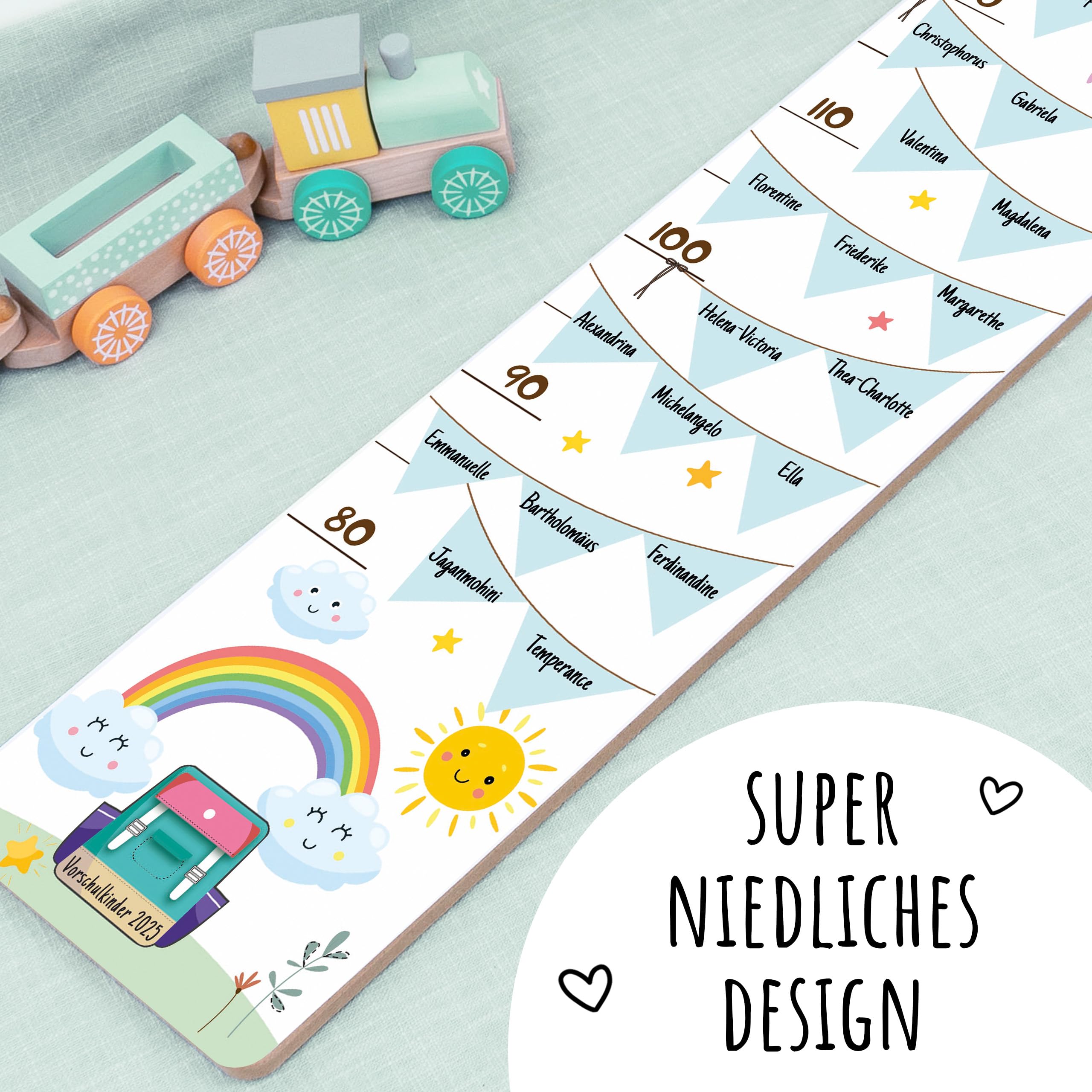 Holzura Erzieherin Geschenk Holz Messlatte - Personalisiert Mit Namen Der Kinder - Abschiedsgeschenk Erzieherin, Danke Geschenk