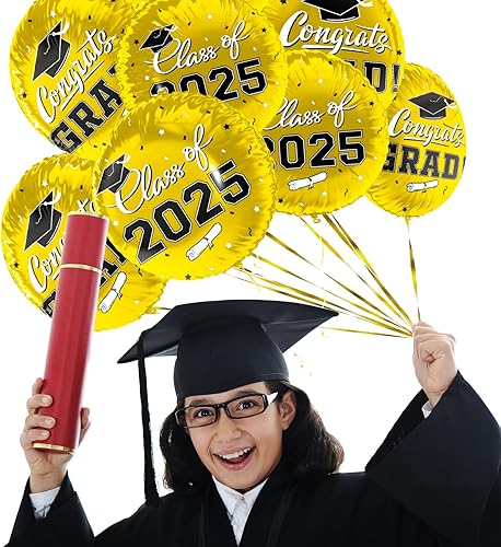 Miniatura 3 de Decoraciones de fiesta de graduación globos de graduación de felicitaciones para suministros de fiesta de graduación 2023 12 globos dorados de clase