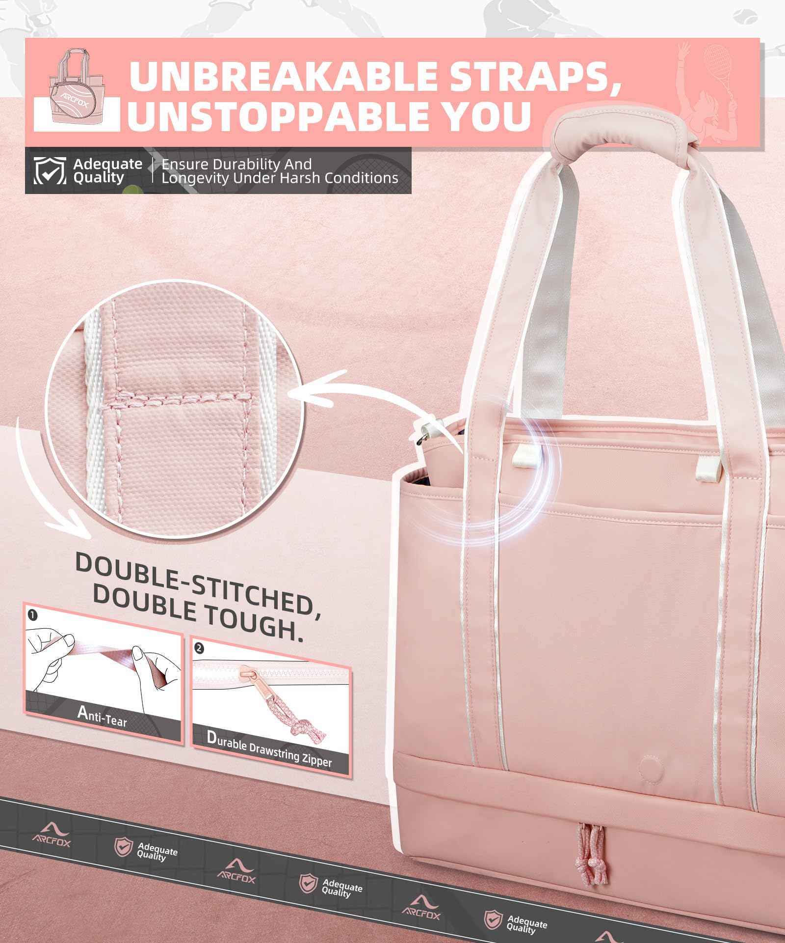 ARCFOX Torba na rakietę tenisową 2 w 1, duża pojemność, plecak na rakietę tenisową dla kobiet i mężczyzn, wodoodporna lekka torba tenisowa crossbody, na wiosła Pickleball, rakietę do squasha do