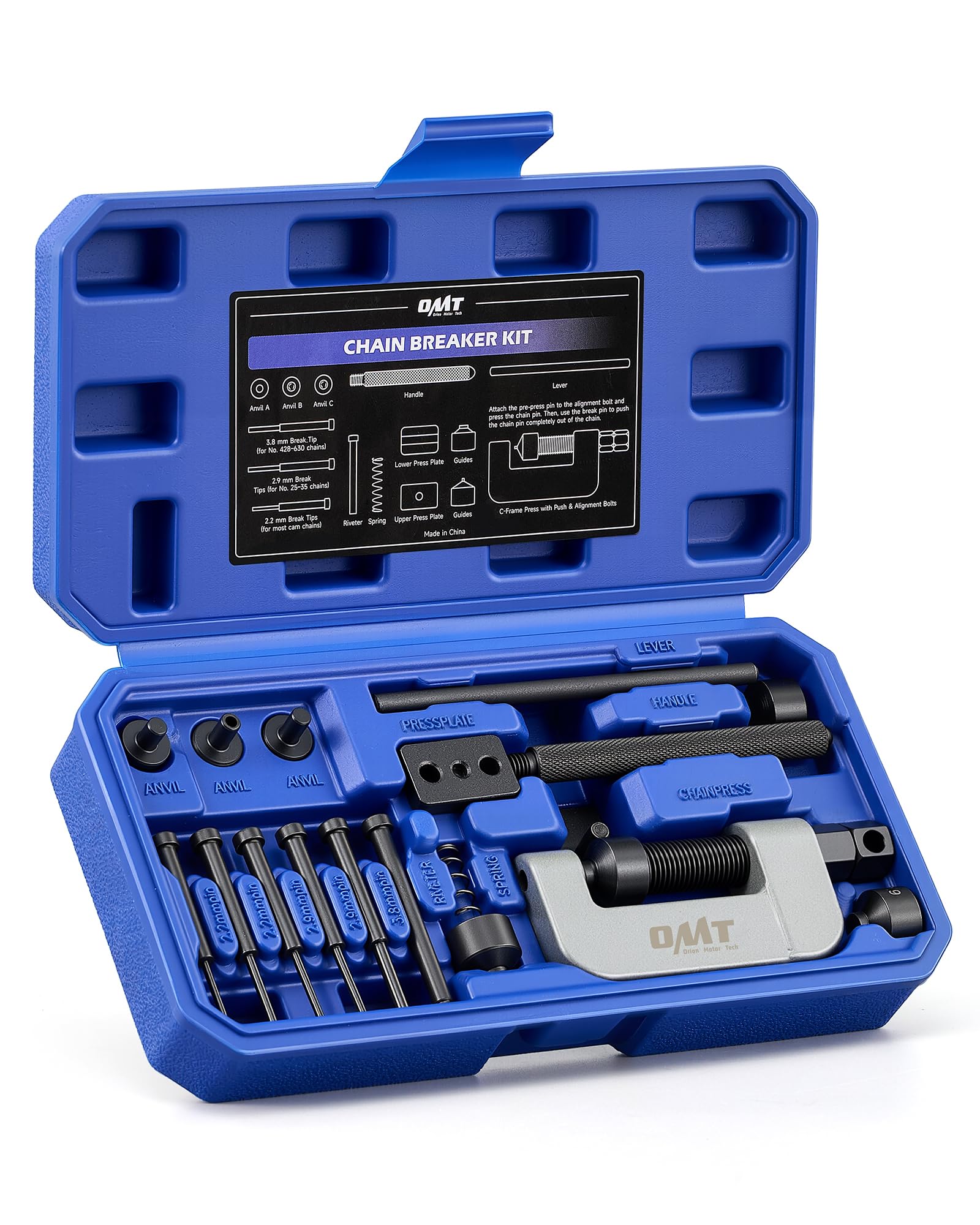 Photo 1 of OMT Motorcycle Chain Rivet Tool, 20pc Chain Breaker Kit For 25 To 630