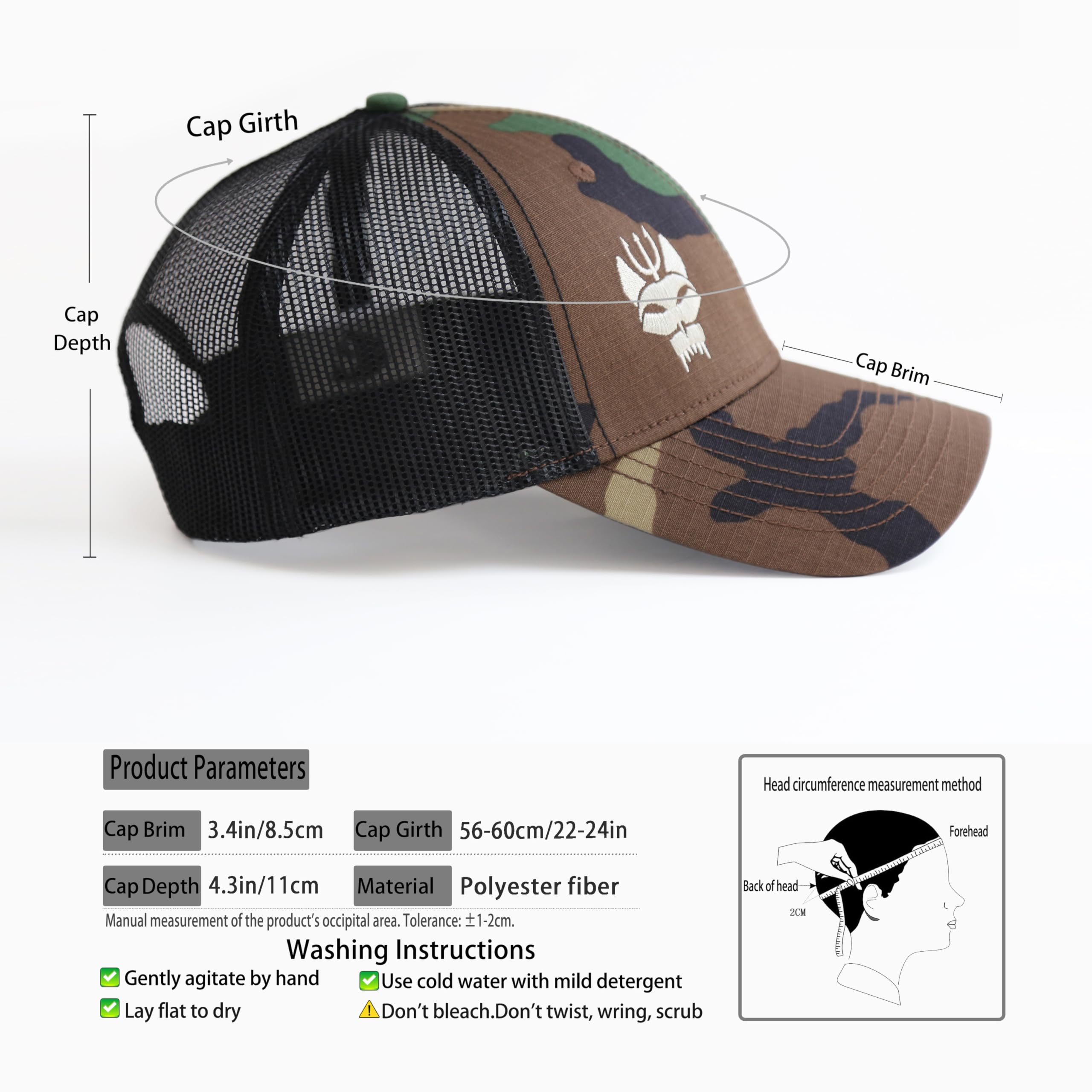 2 Cappellini da Baseball in Cotone tattico con Toppa Blackbeard | Cappellino unisex,cappellino con toppa sulla fronte,cappellino da camionista,Edward Teach,mimetico,corsa,pesca,caccia
