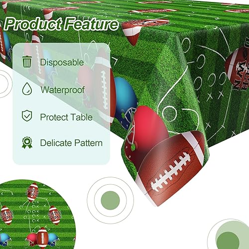 Miniatura 4 de Paready Paquete de 1 mantel de fútbol americano, mantel de pelota de rugby, mantel de fiesta de cumpleaños para rugby, día del juego, deportes,