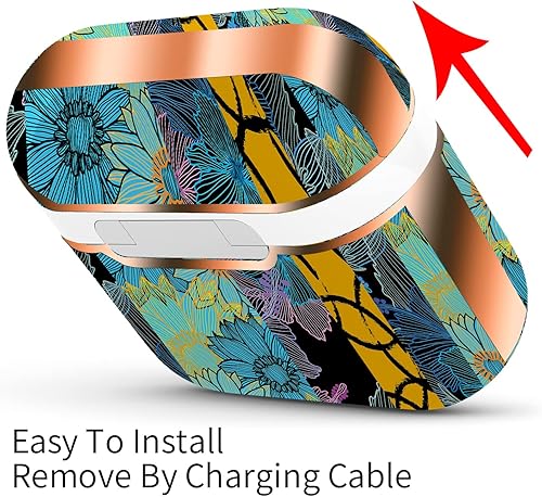 Miniatura 5 de Berkin Arts Funda compatible con AirPods Pro de 2 generación, ultra delgada, protetiva, con llavero, arte abstracto geométrico, patrón floral de neón