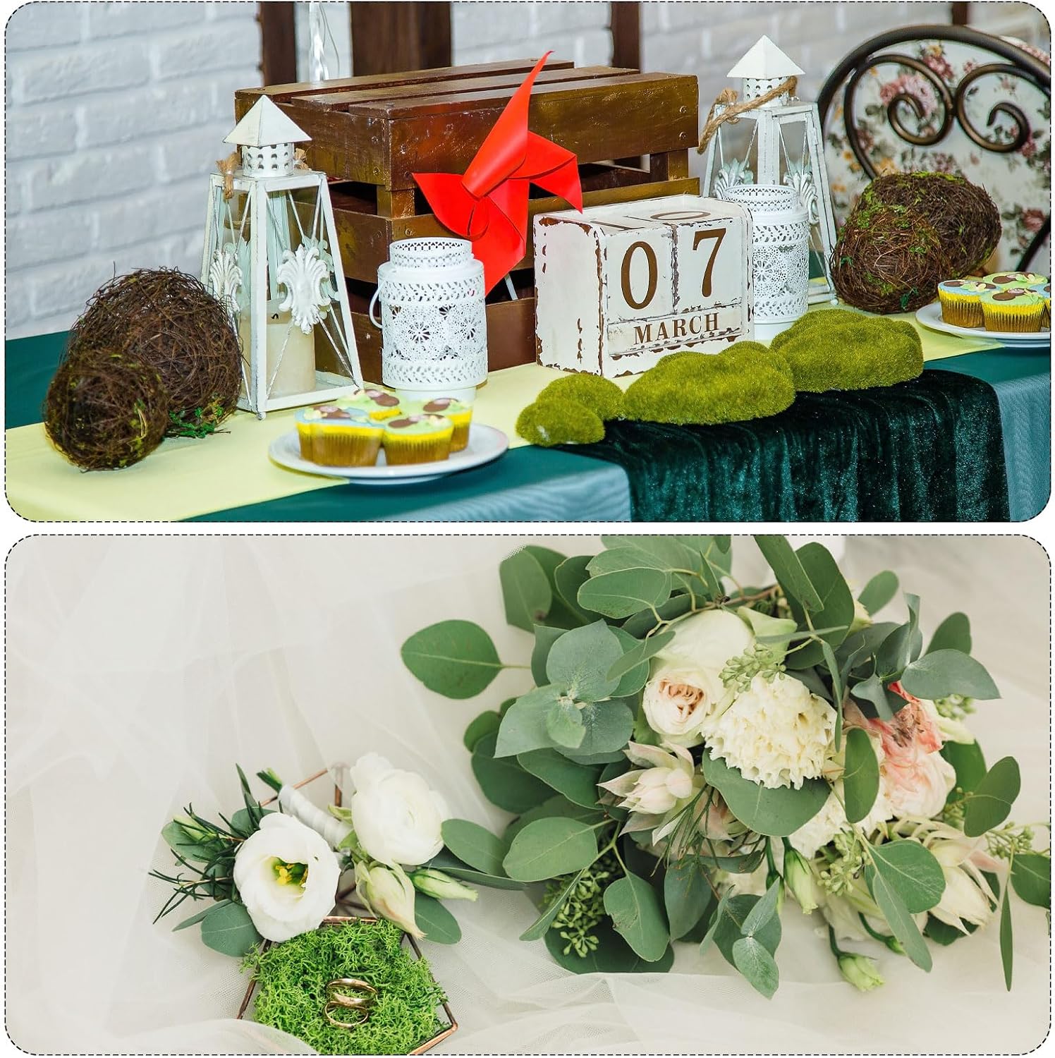 PATIKIL 7 OZ Fake Moss, Preserved Reindeer Decorative Artificial Faux Moss with Box for Indoor Potted Plants Flowerbeds Crafts Home Office Artistic Decoration, Red