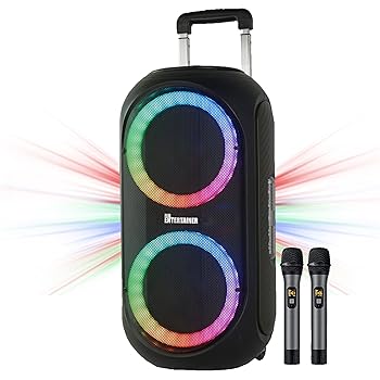 Mr Entertainer Pulsar Karaoke Machine with 2 Wireless Microphones, Black