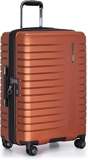 Traveler's Choice Archer Polycarbonate Expandable Luggage with Spinner Wheels, Orange, Checked 26-Inch