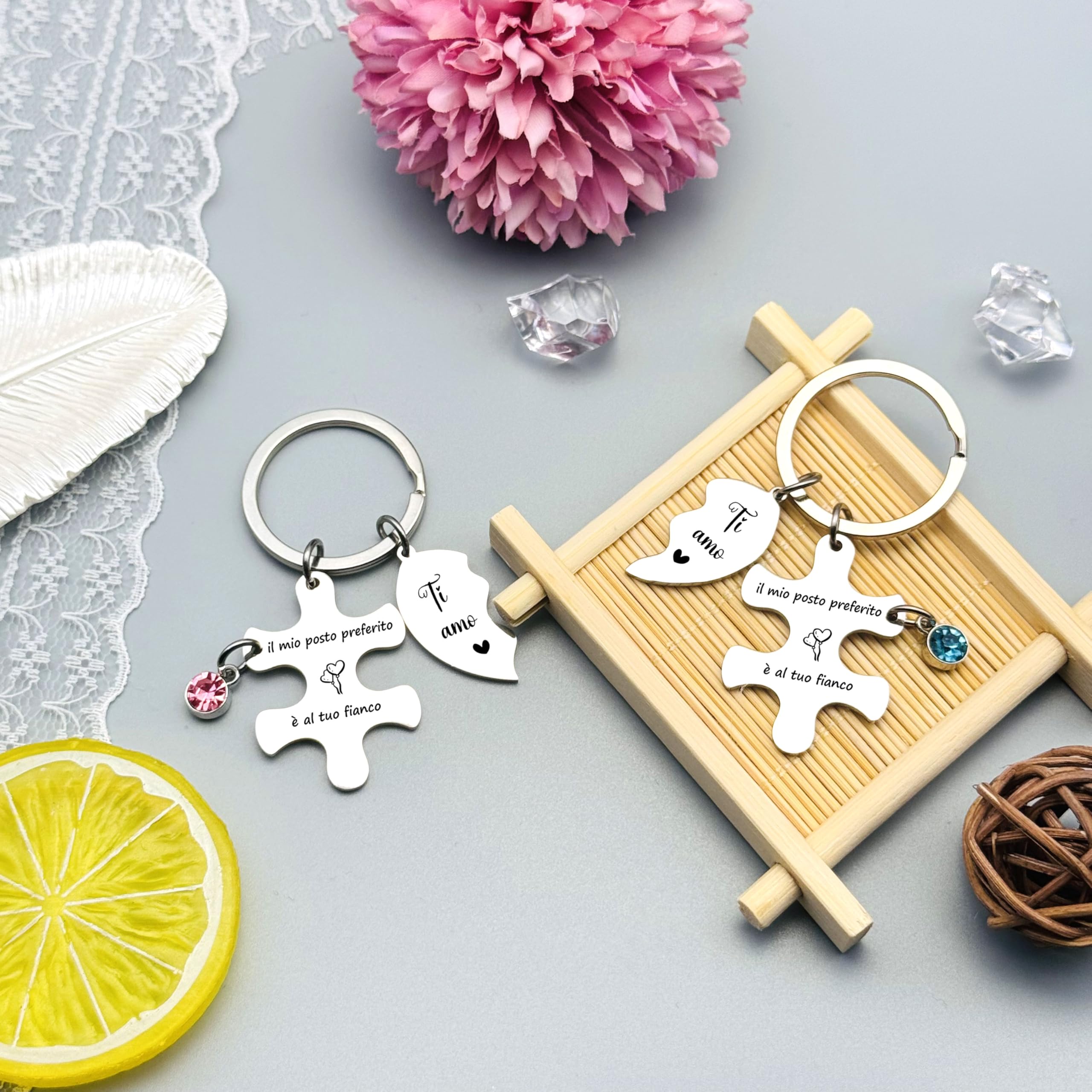 ZYMGUO Regalo San Valentino Portachiavi,Regali di Coppia San Valentino Portachiavi Ciondolo con Incisione,per Coppia Fidanzata Fidanzato Portachiavi Coppia per Lui e Lei