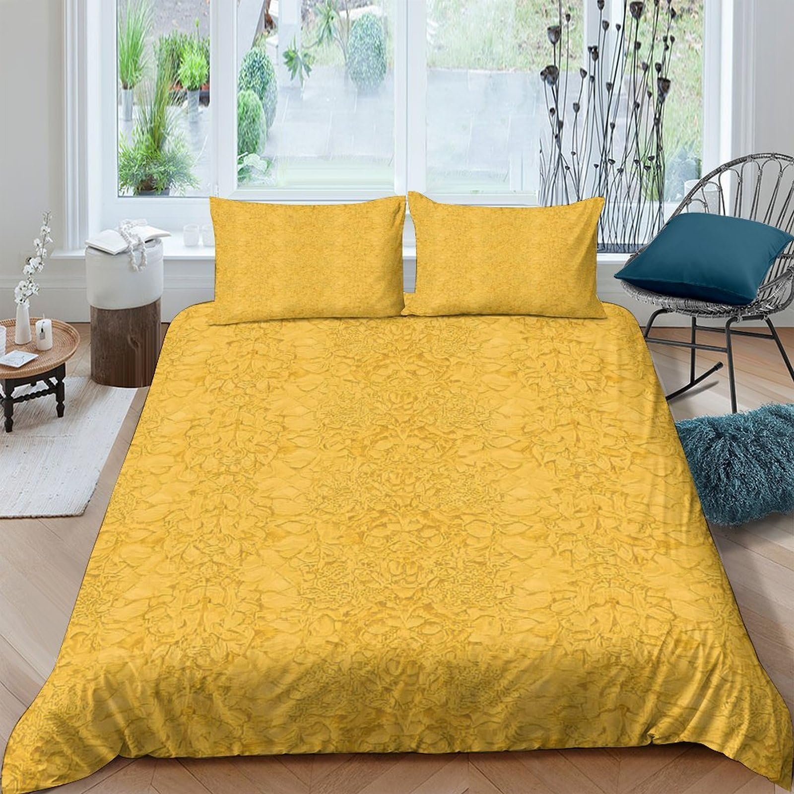 Ctjqhvkz Style-6 3D Printed Golden Floral Fitted Sheet Microfiber Soft Breathable Abstract Pattern Mattress Cover For Bedroom Dorm Decor Single（135X200cm）