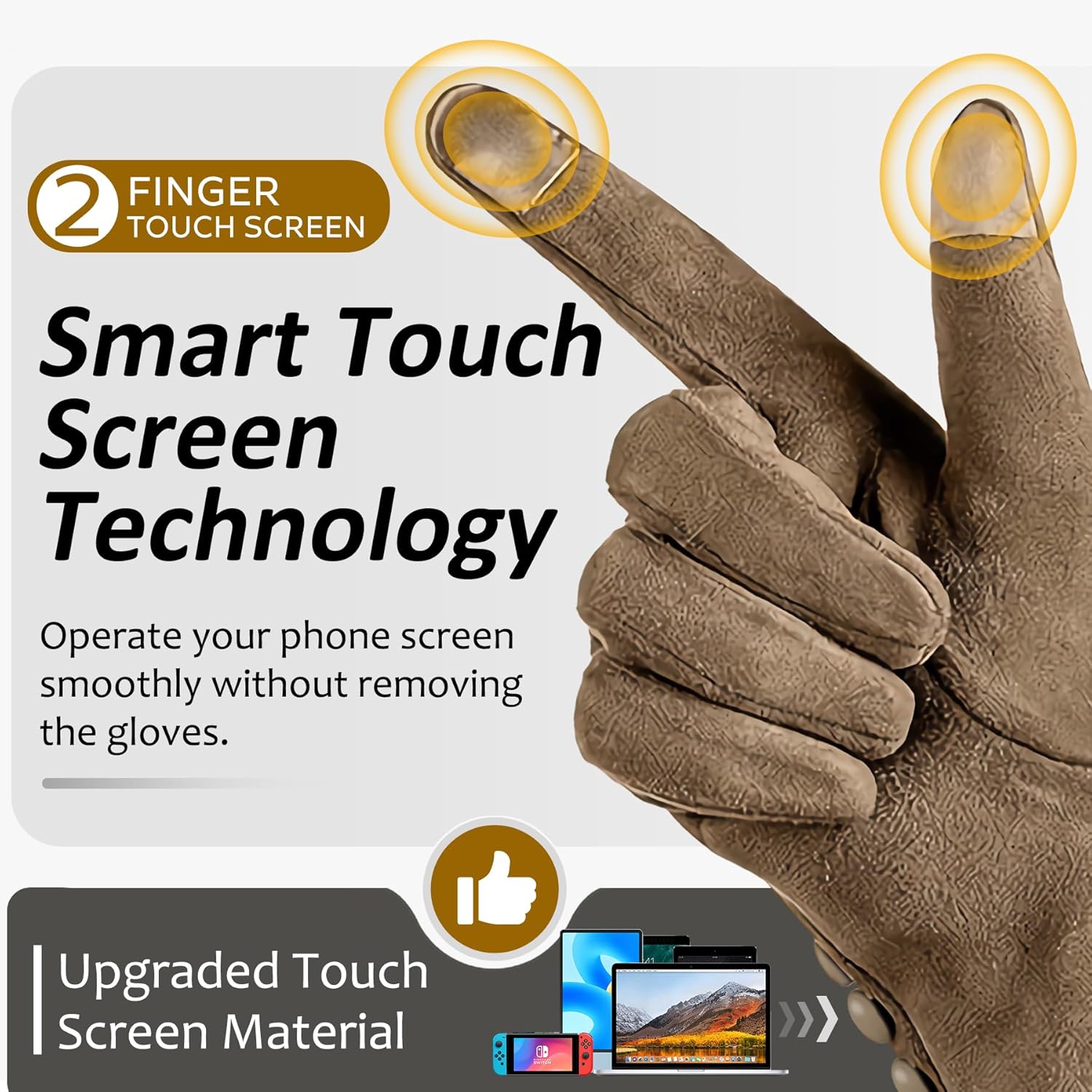 Women's Winter Warm Gloves With Touch Screen Texting Fingers, Windproof, Fleece Lined, Thick Warm Gloves - Image 2