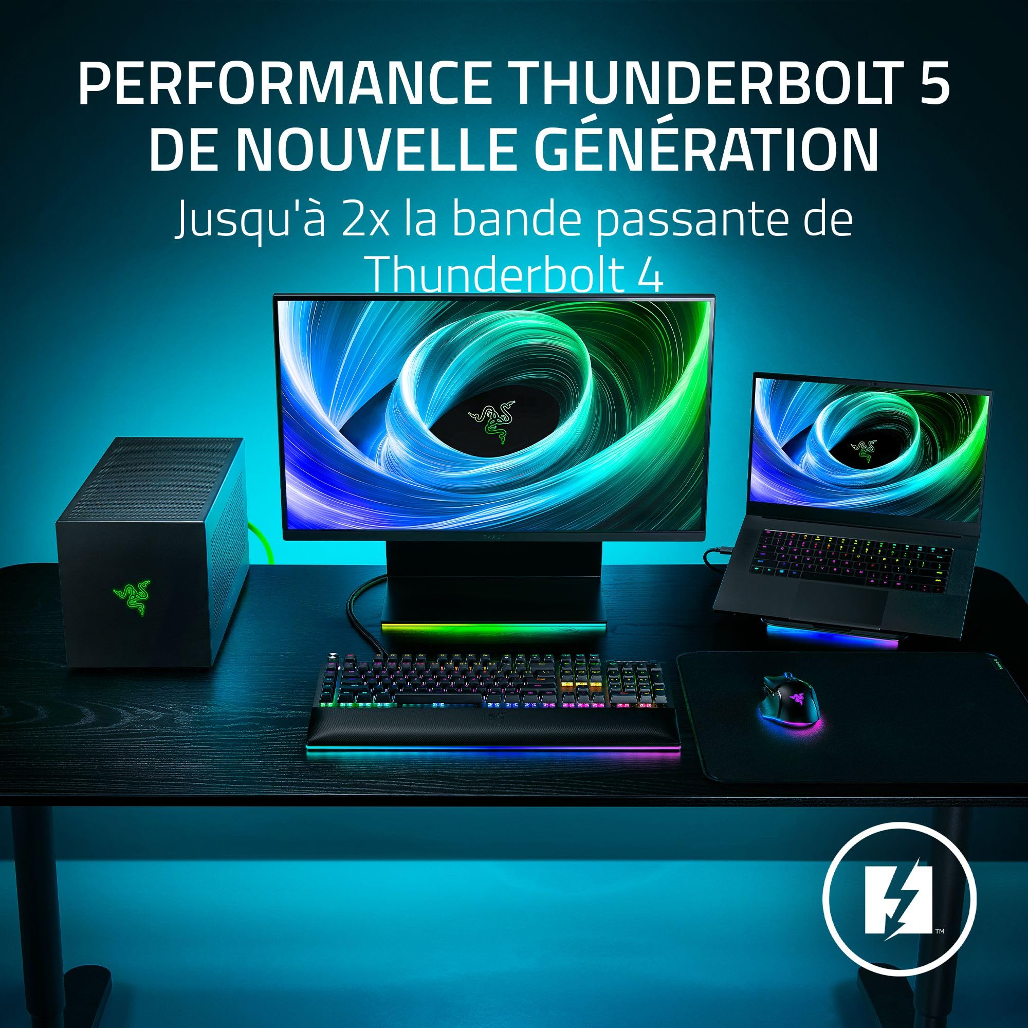 Razer Core X V2 - Boîtier Graphique Externe pour Ordinateurs Portables Thunderbolt - Thunderbolt 5 Nouvelle génération - Châssis en Acier ventilé - Supporte Cartes Graphiques PCIe | Noir