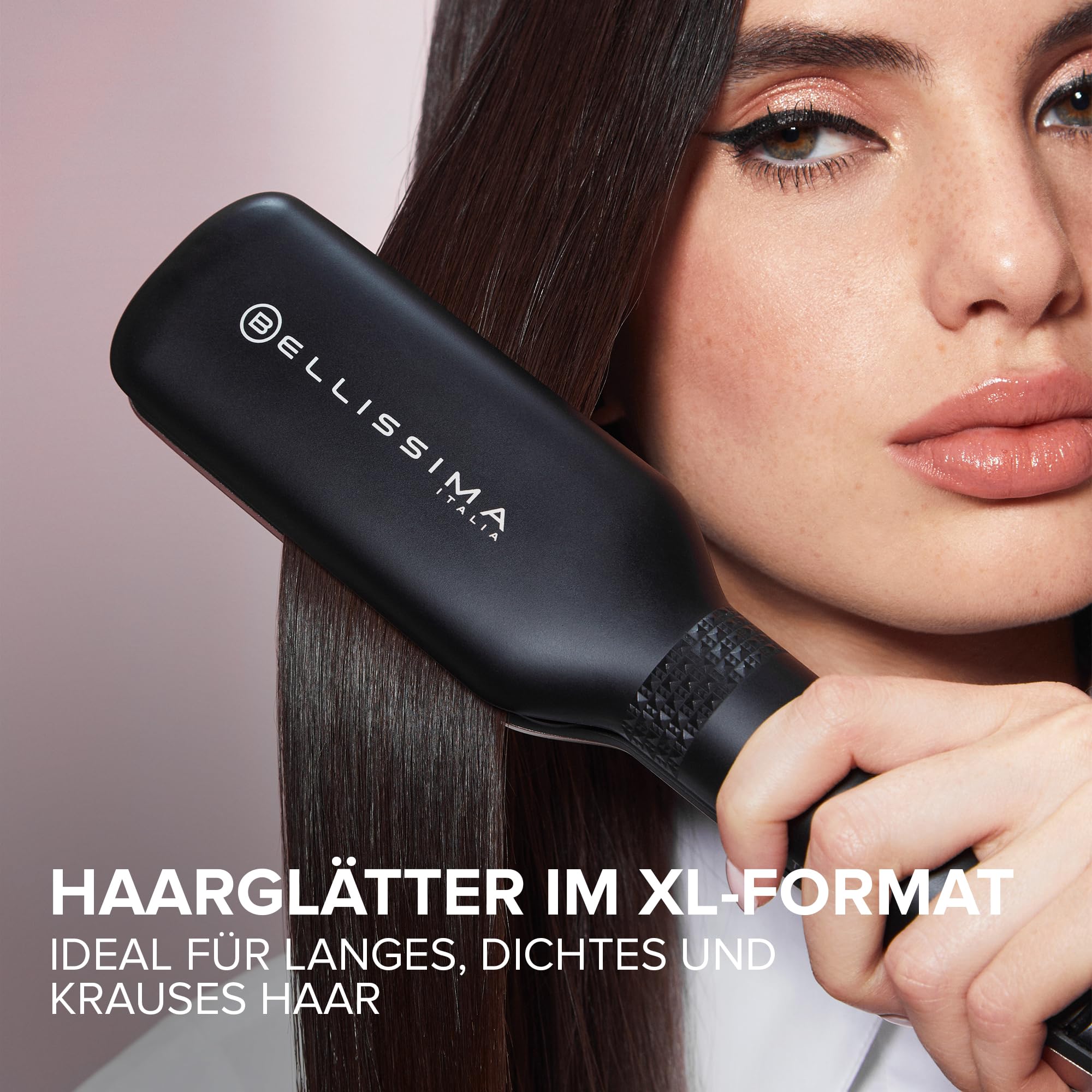 Bellissima XL ION, Haarglätter, breites Glätteisen, Ionisator, konstante Hitze, Keramik- und Keratinbeschichtung, 5 Temperaturen von 150 bis 230°C, Schnellaufheizung, 1.8 m Kabel