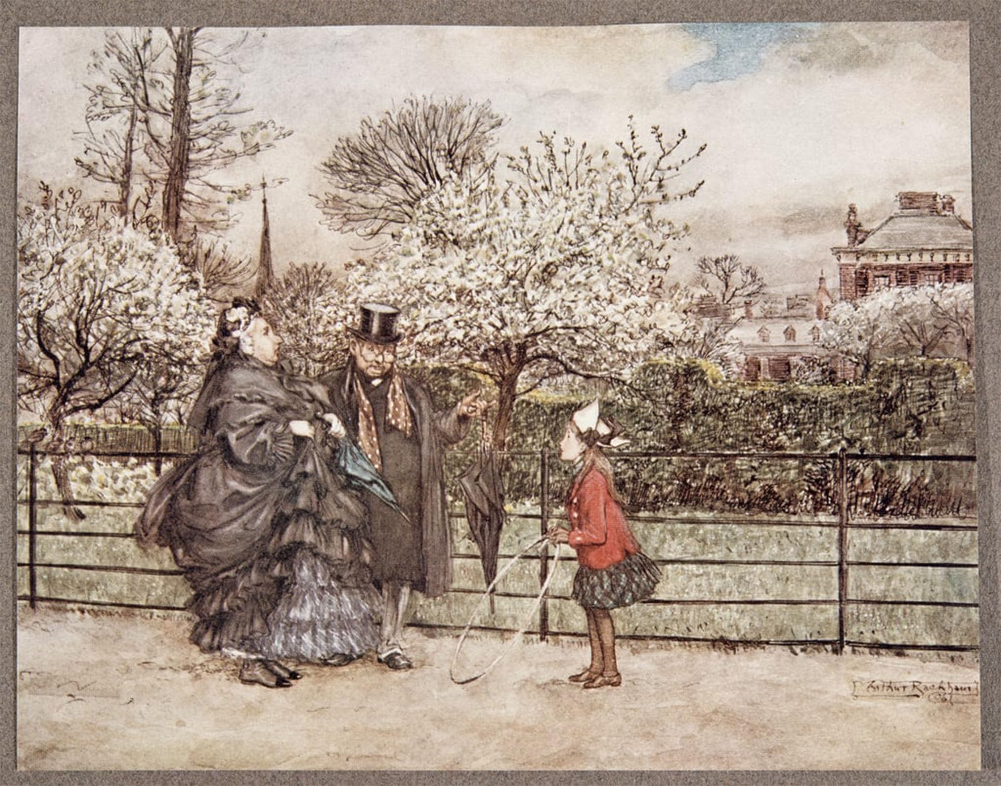 ARTXLXXBN Famous Prints Artwork Pictures Poster Painting Art When You Meet Grown Up People in the Gardens Who Puff and Blow by Arthur Rackham Artwork Landscape Pictures for Home Decor 60x90cm