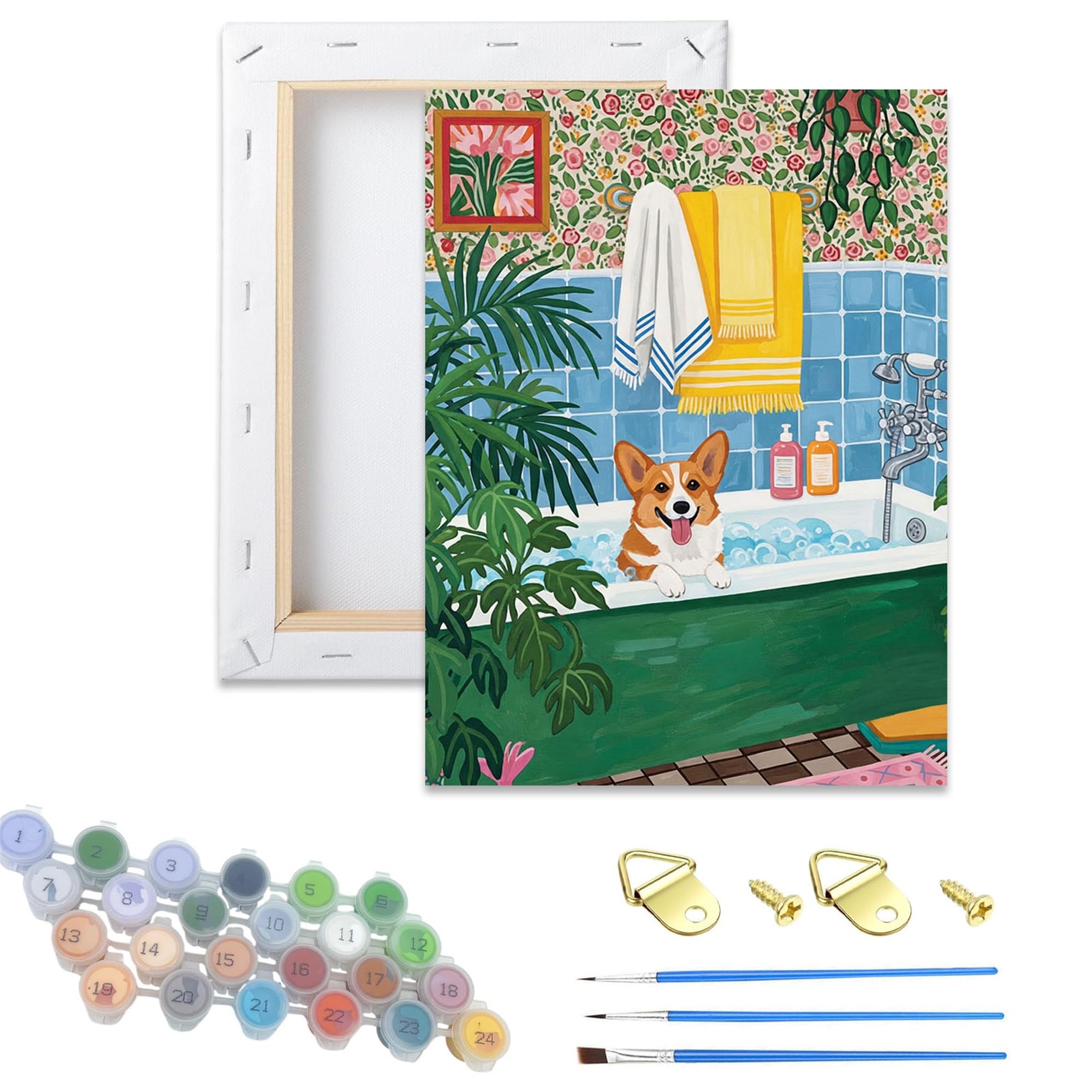 Zhosoho Dog Paint By Numbers For Adults,Diy Painting Kits For Adult,Color By Numbers Acrylic,Paint By Number Canvas Crafts Watercolor For Beginner Home Decor (Dog)