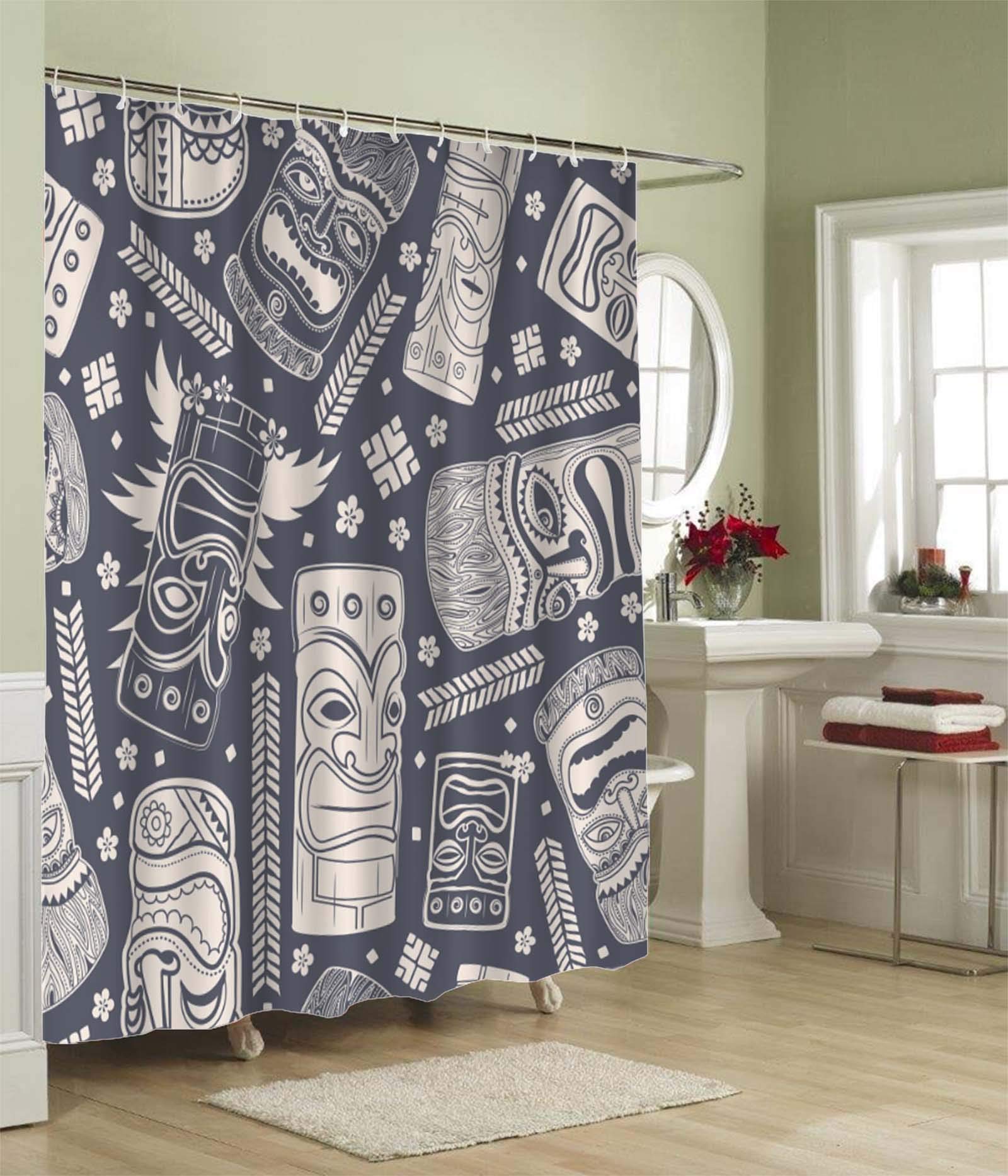 Tiki Bar Duschvorhang-Set - Buntes Hawaii-Design, Wasserdicht, 183x183 Cm (auch Andere Größen)