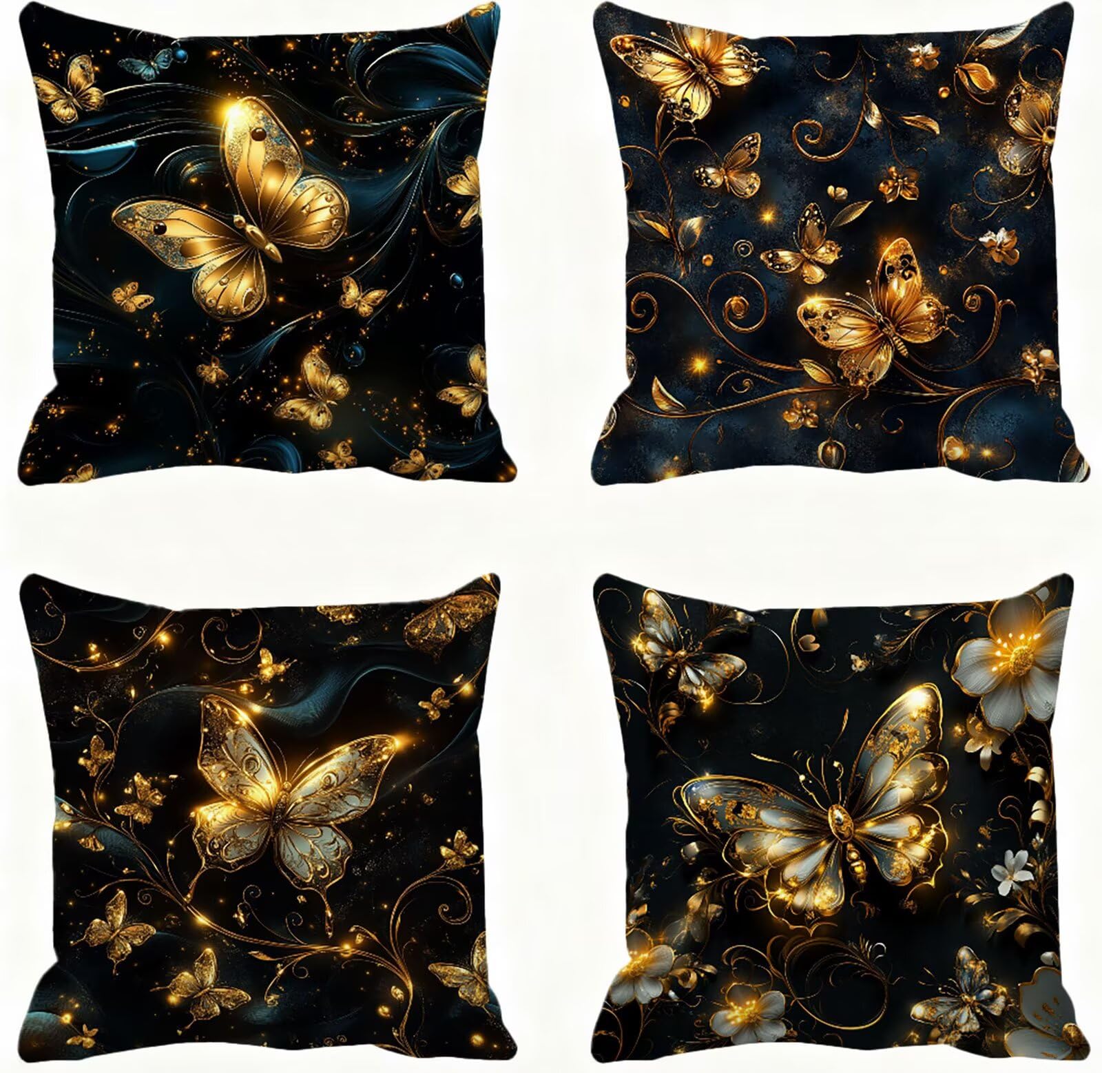 Oro Funda Cojin 60x60 Retro Funda Almohada 60x60 Cojines Sofa Súper Suave Fundas Cojines Decorativos Fundas Almohadas 4 Piezas Almohada Cervicales y Cuello, para Hogar Cama Salon Decoracion E - 959