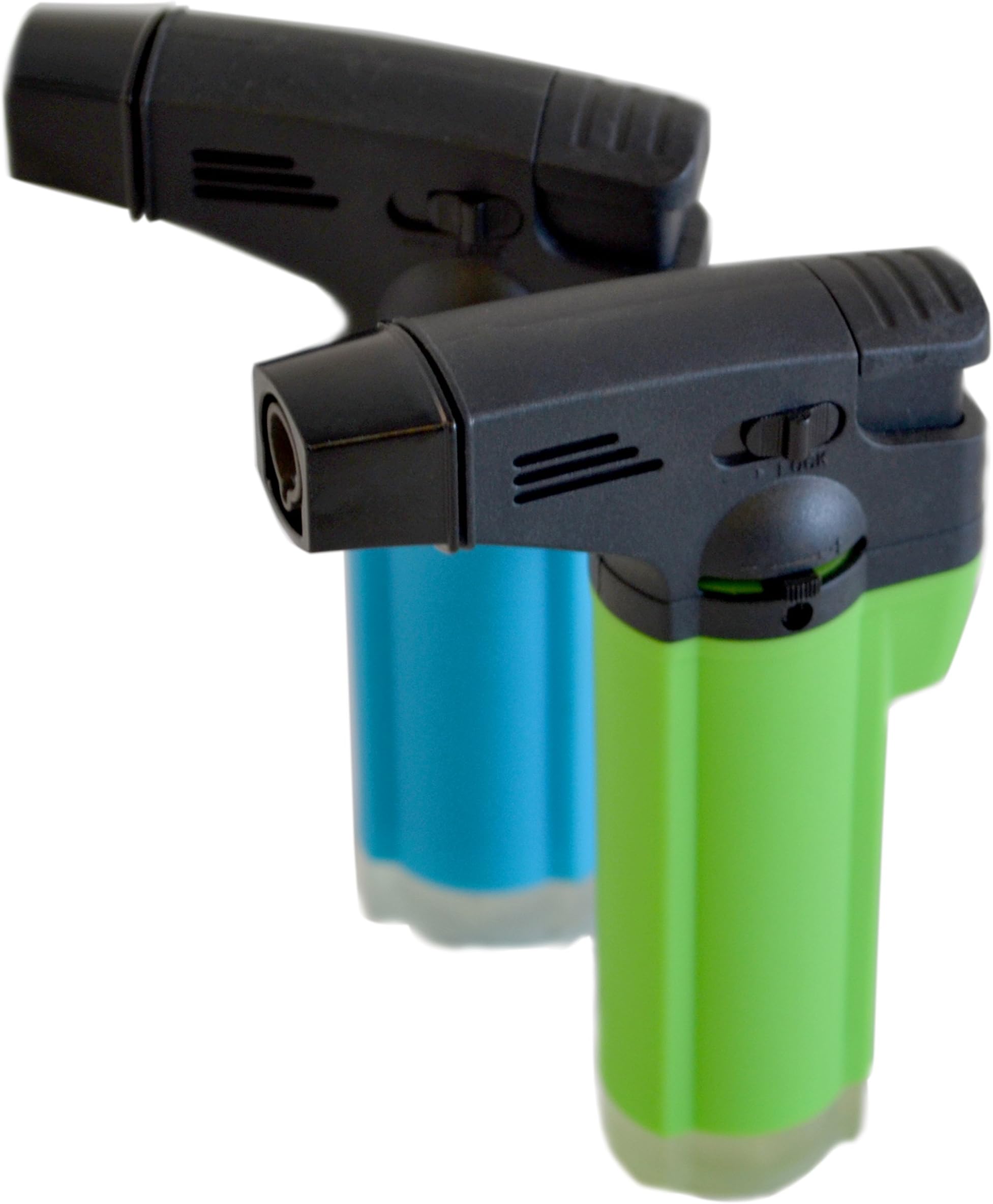 TECHNO Single Torch Lighter Slant Jet Flame, Windproof, – Butane Refillable, perfect for Cigar, Cigarette, Comes in 1 random color