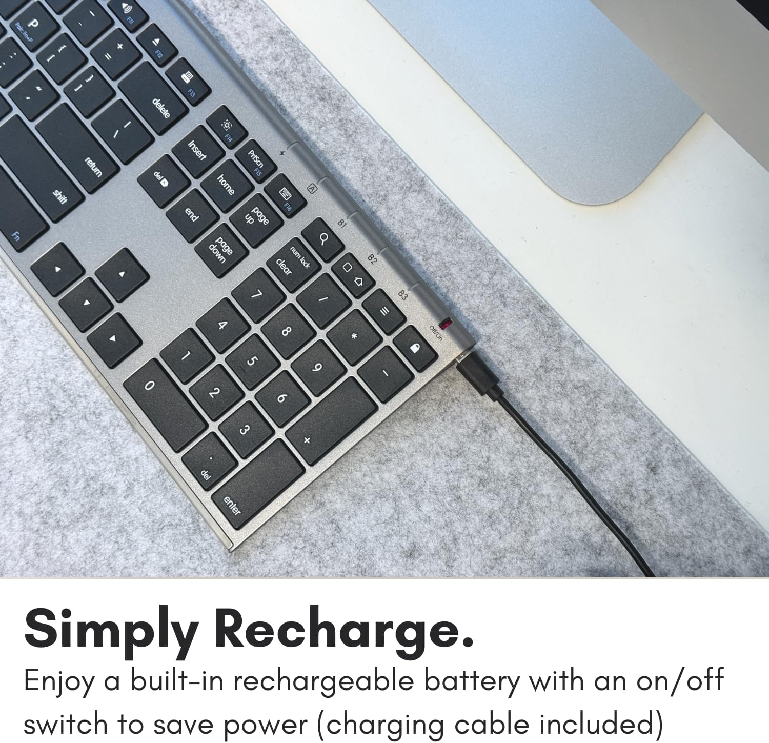 Macally Wireless Bluetooth Keyboard charging port