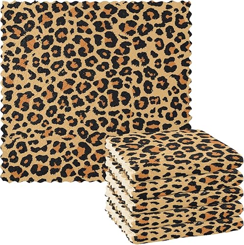 SUABO Paquete de 6 paños de cocina de color negro, marrón, leopardo, amarillo, paños de cocina de secado rápido, toallas de limpieza absorbentes