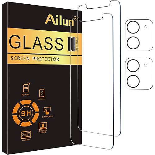 Ailun 2Pack Screen Protector Compatible for iPhone 11 [6.1 inch] + 2 Pack Camera Lens Protector,Tempered Glass Film, [9H Hardness] - HD