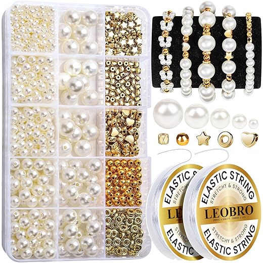 LEOBRO 720-Piece Pearl Beads Bracelet Making Kit